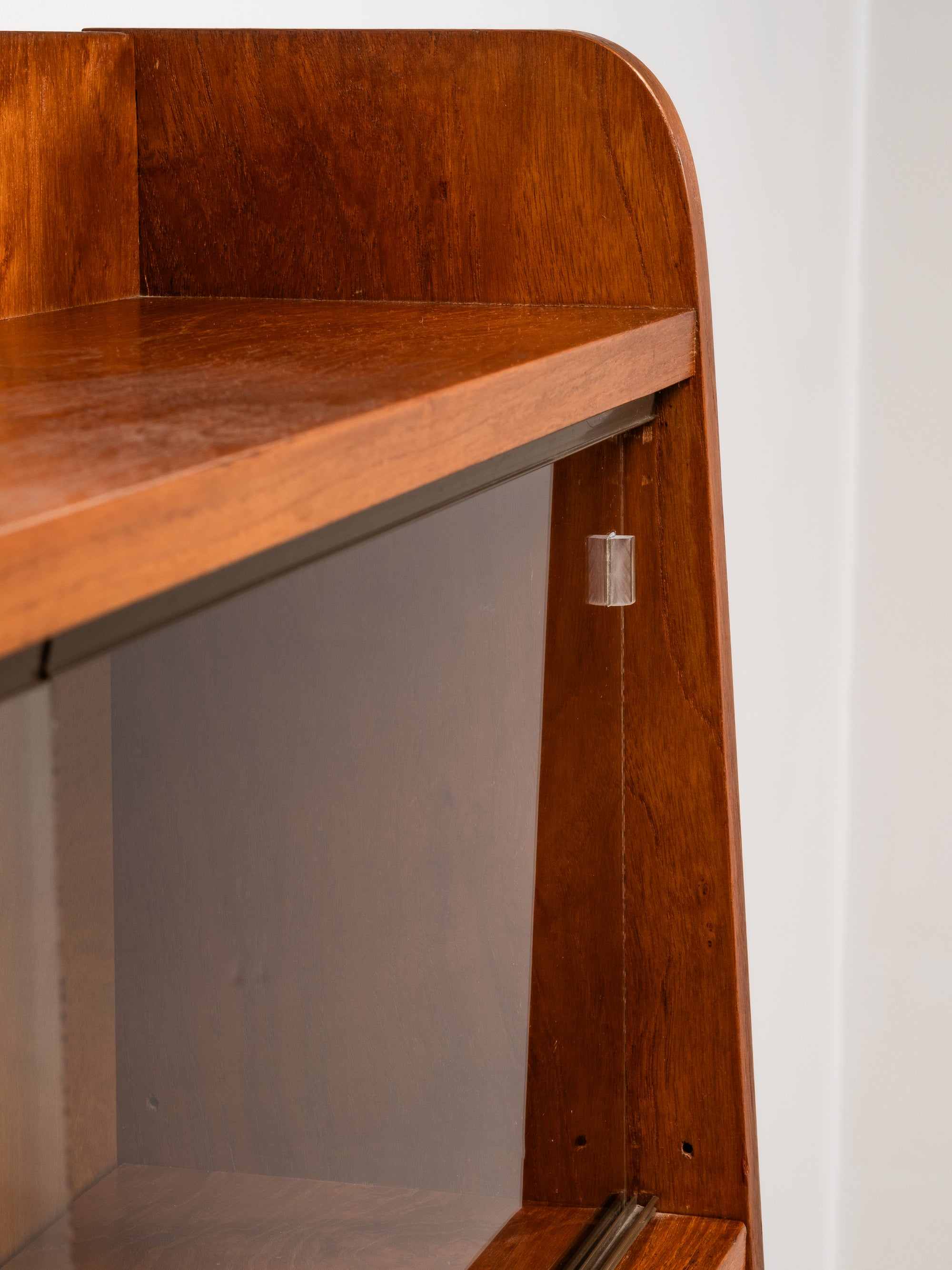 Scandinavian Teak Bookcase with Vitrine and Cabinet, 1950s
