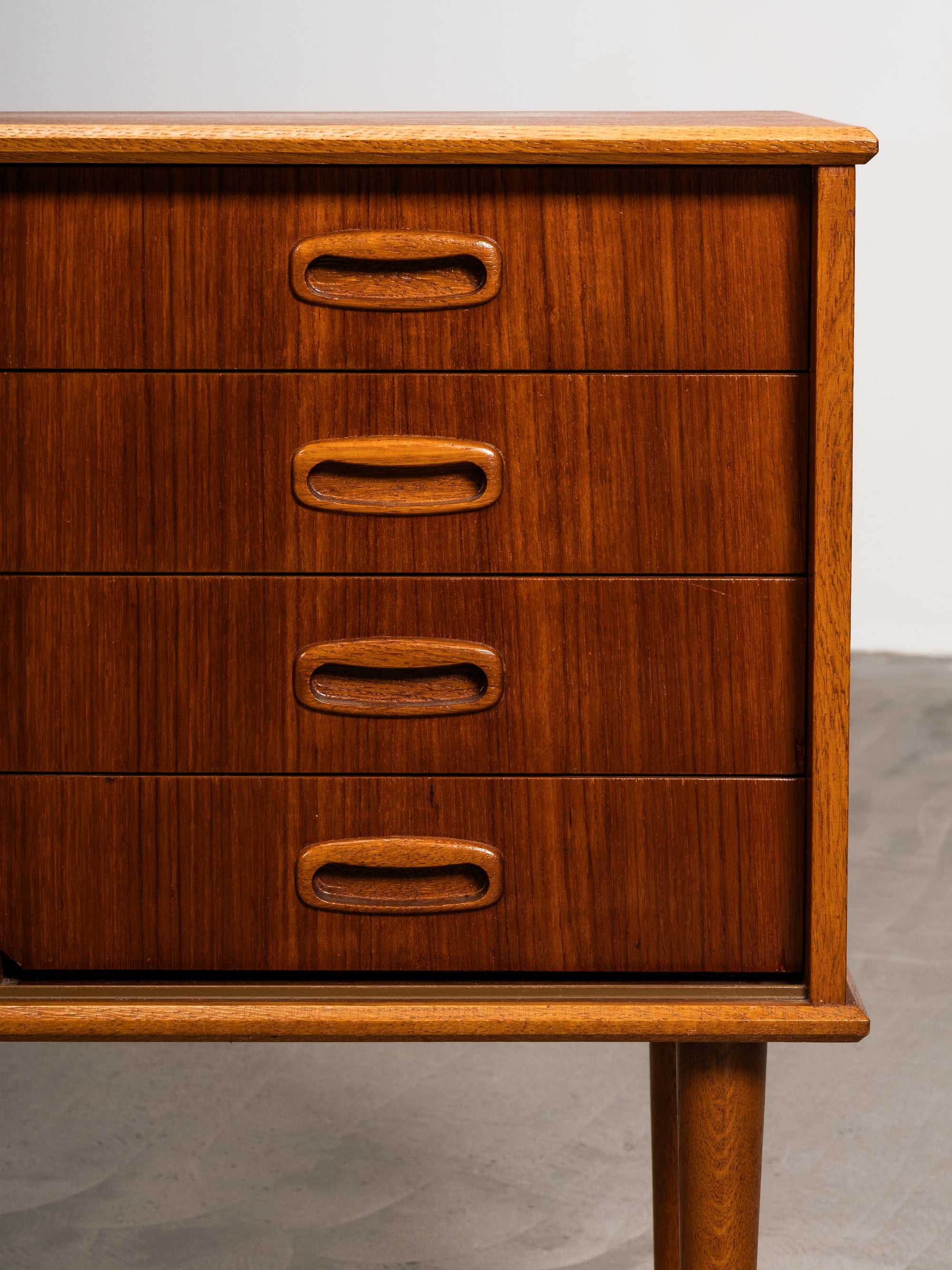 Teak &amp; Oak Console with Drawers and Sliding Door, Scandinavia, 1960s