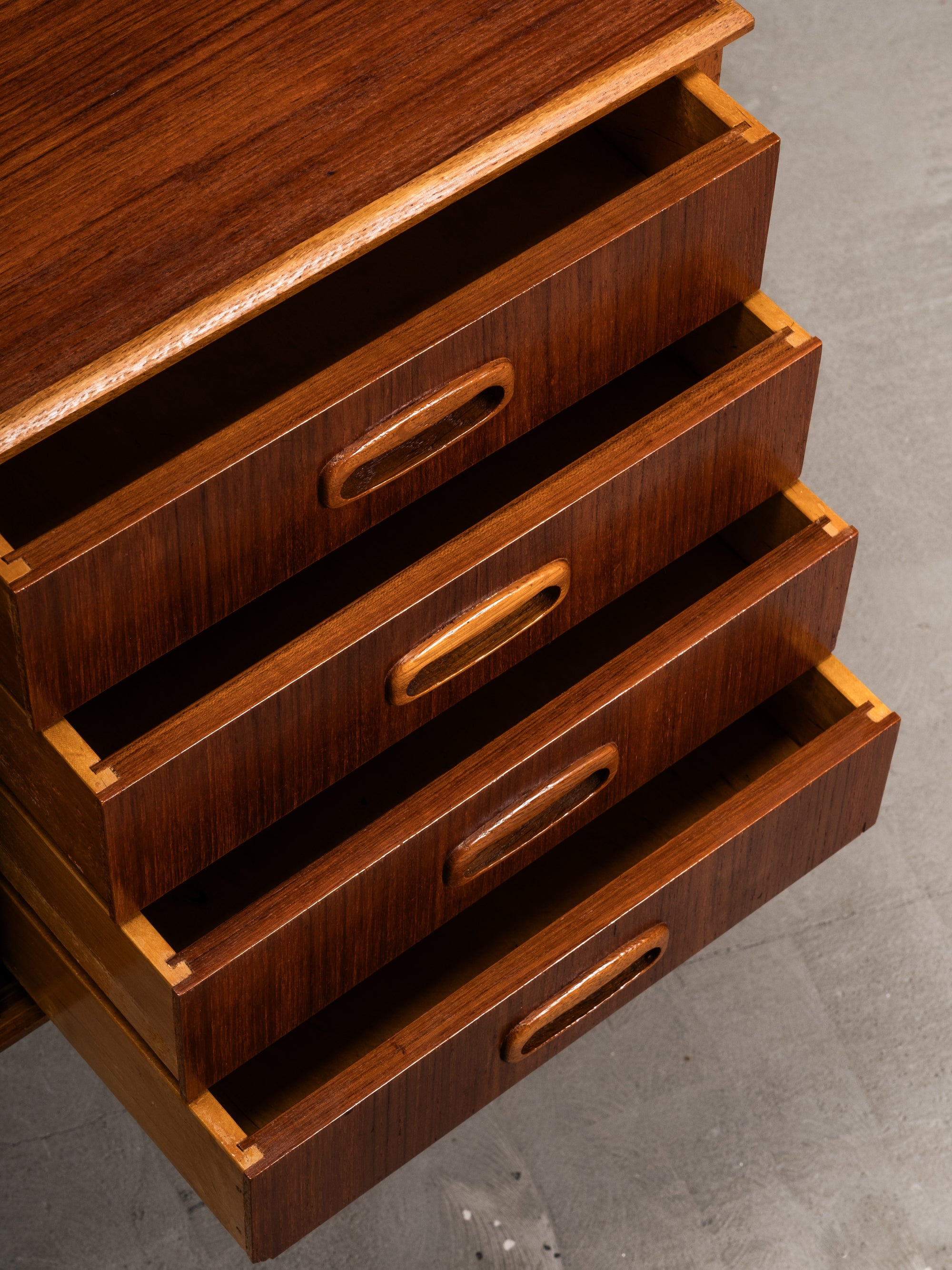 Teak &amp; Oak Console with Drawers and Sliding Door, Scandinavia, 1960s
