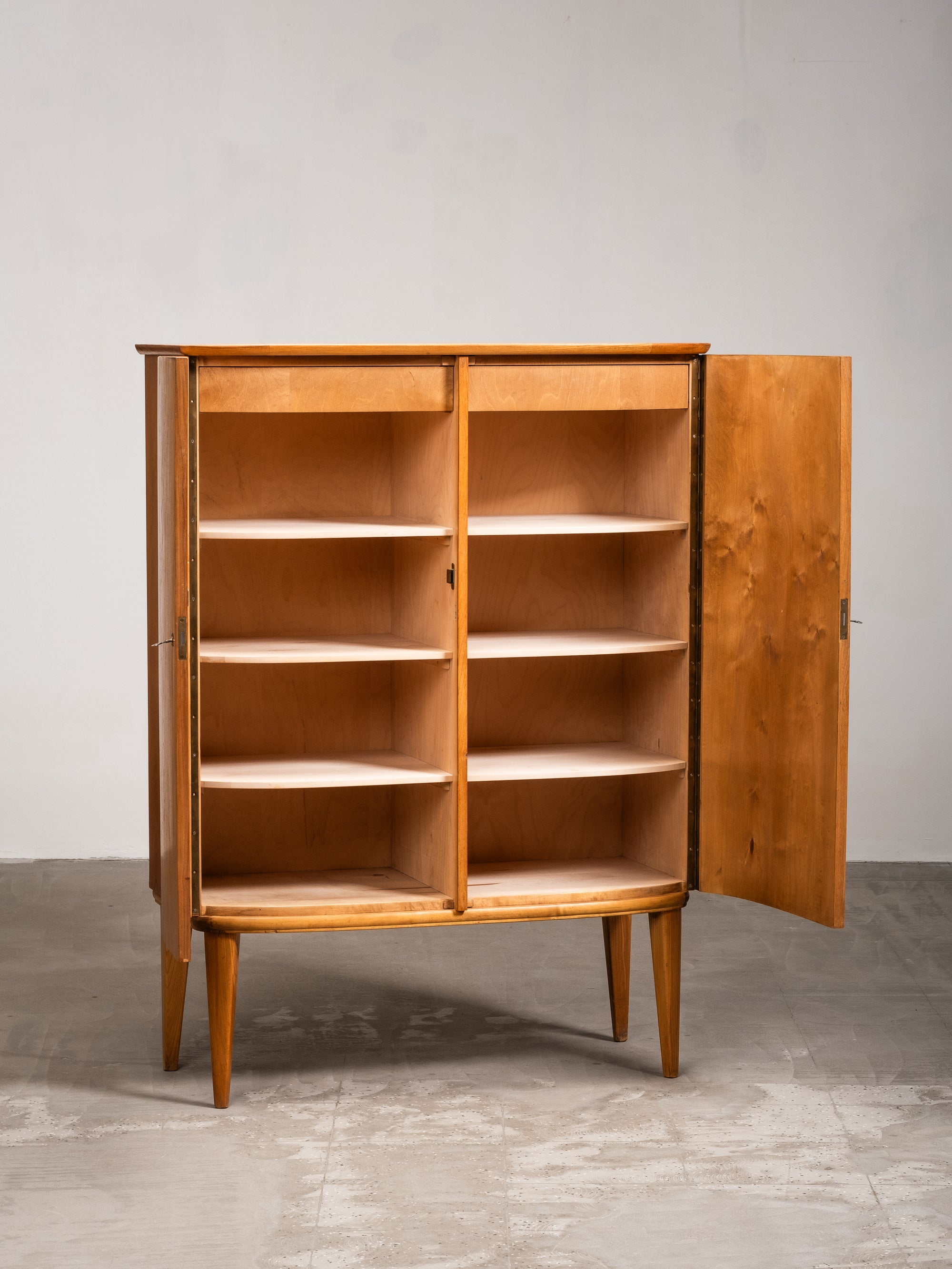 Finnish Curved Chest Cabinet in Elm, 1950s