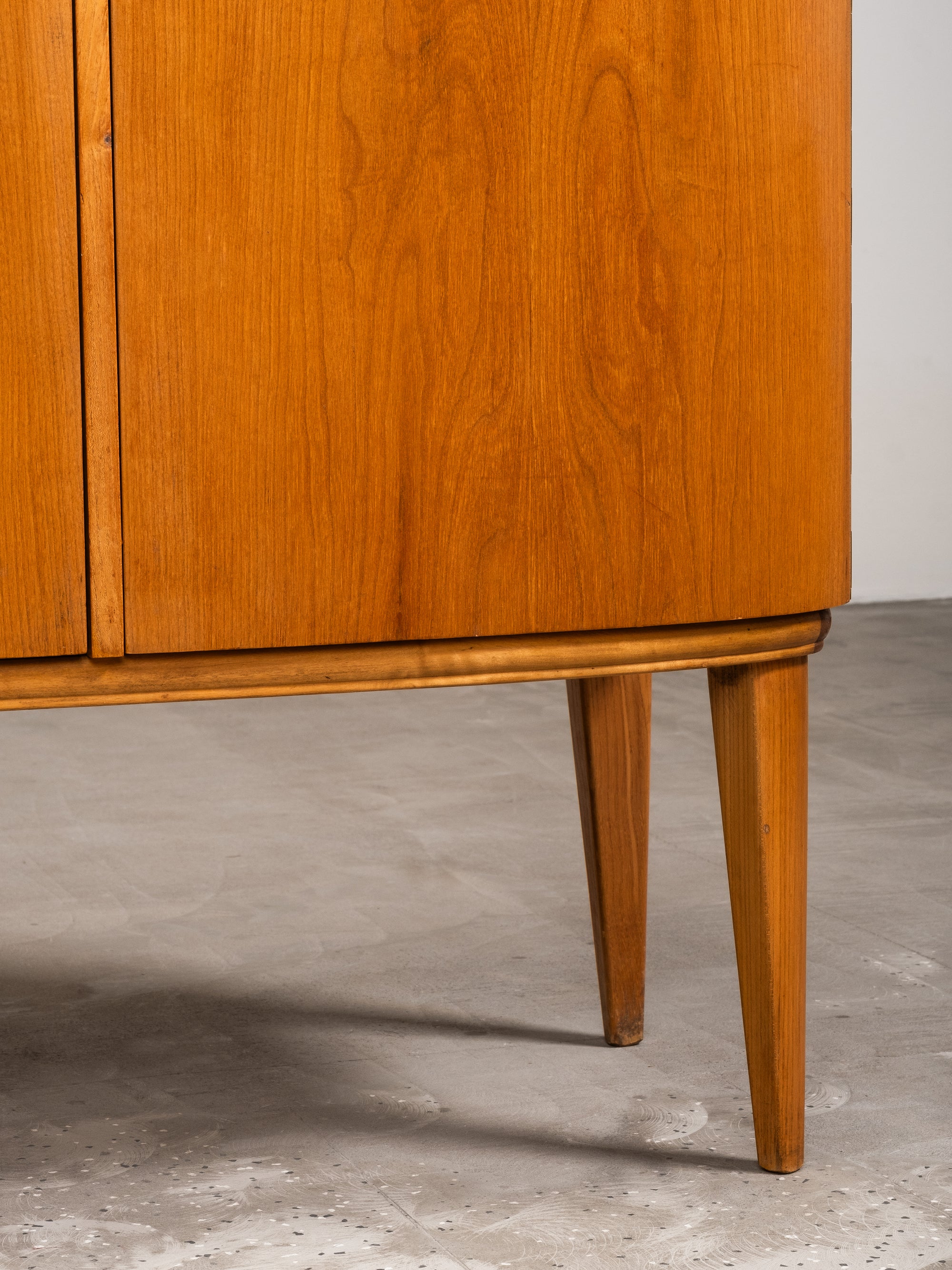 Finnish Curved Chest Cabinet in Elm, 1950s