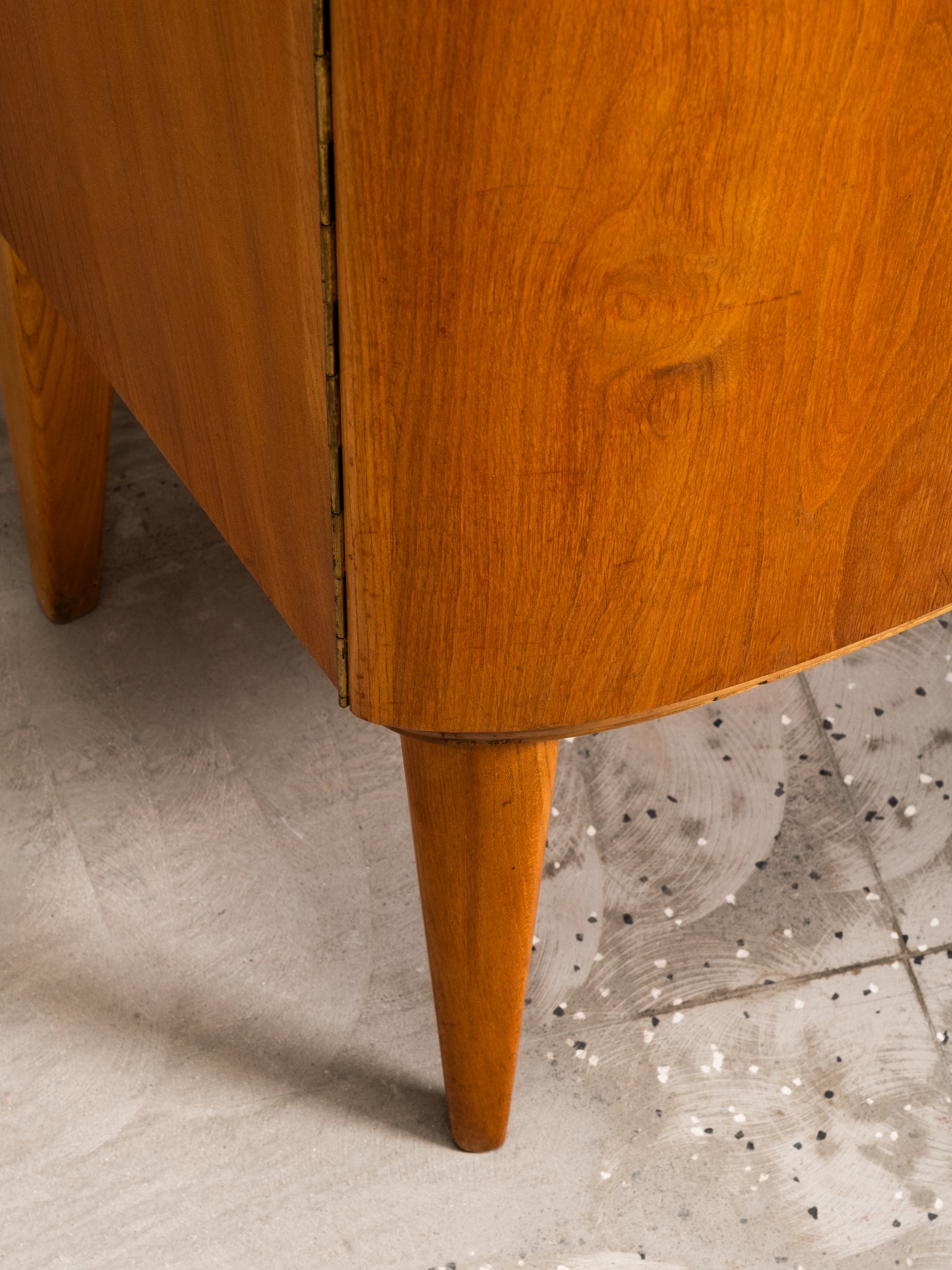Finnish Curved Chest Cabinet in Elm, 1950s
