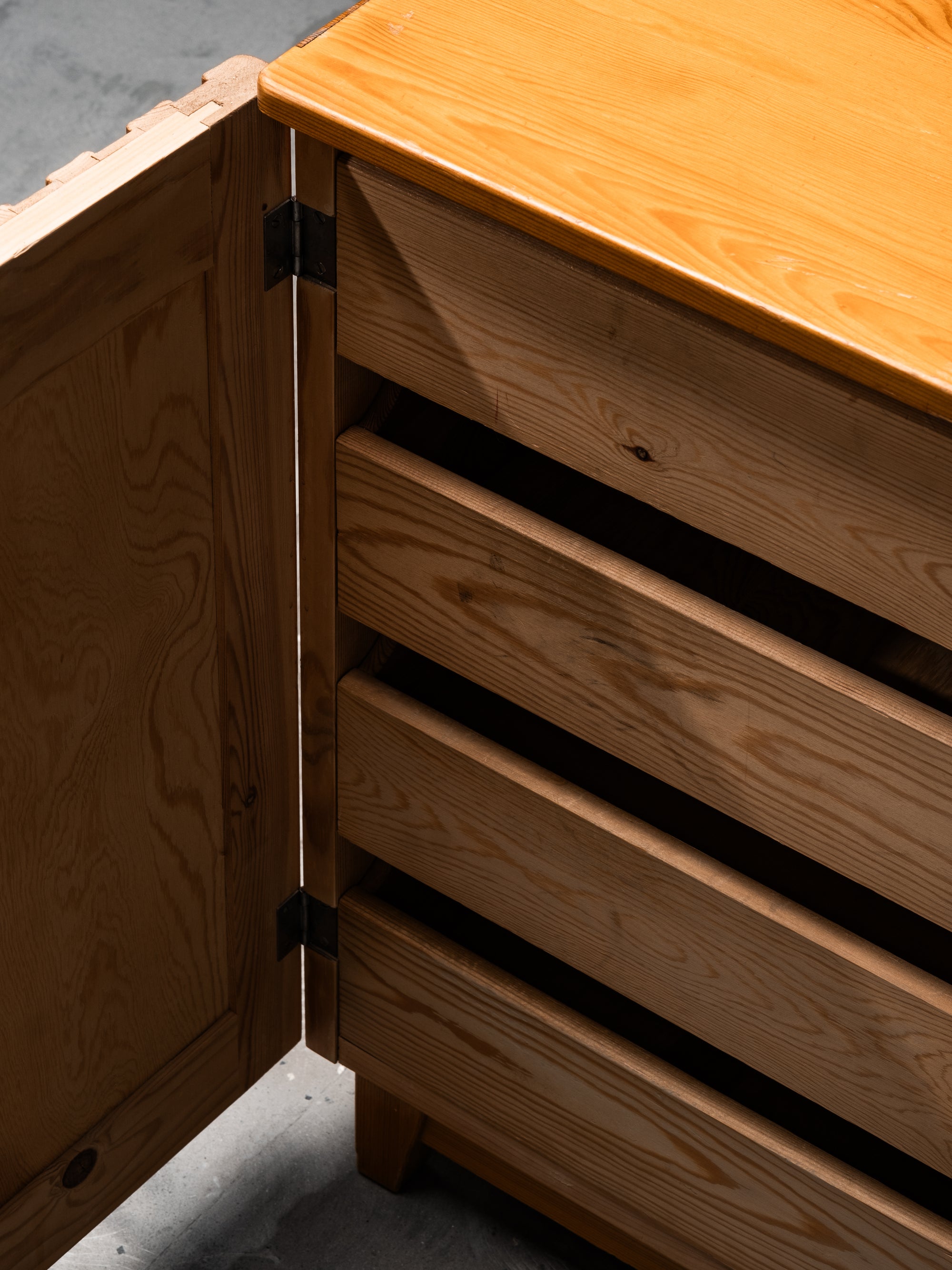 Rare Two-Sided Pine Cabinet by Göran Malmvall for Svensk Fur, Sweden, 1950s