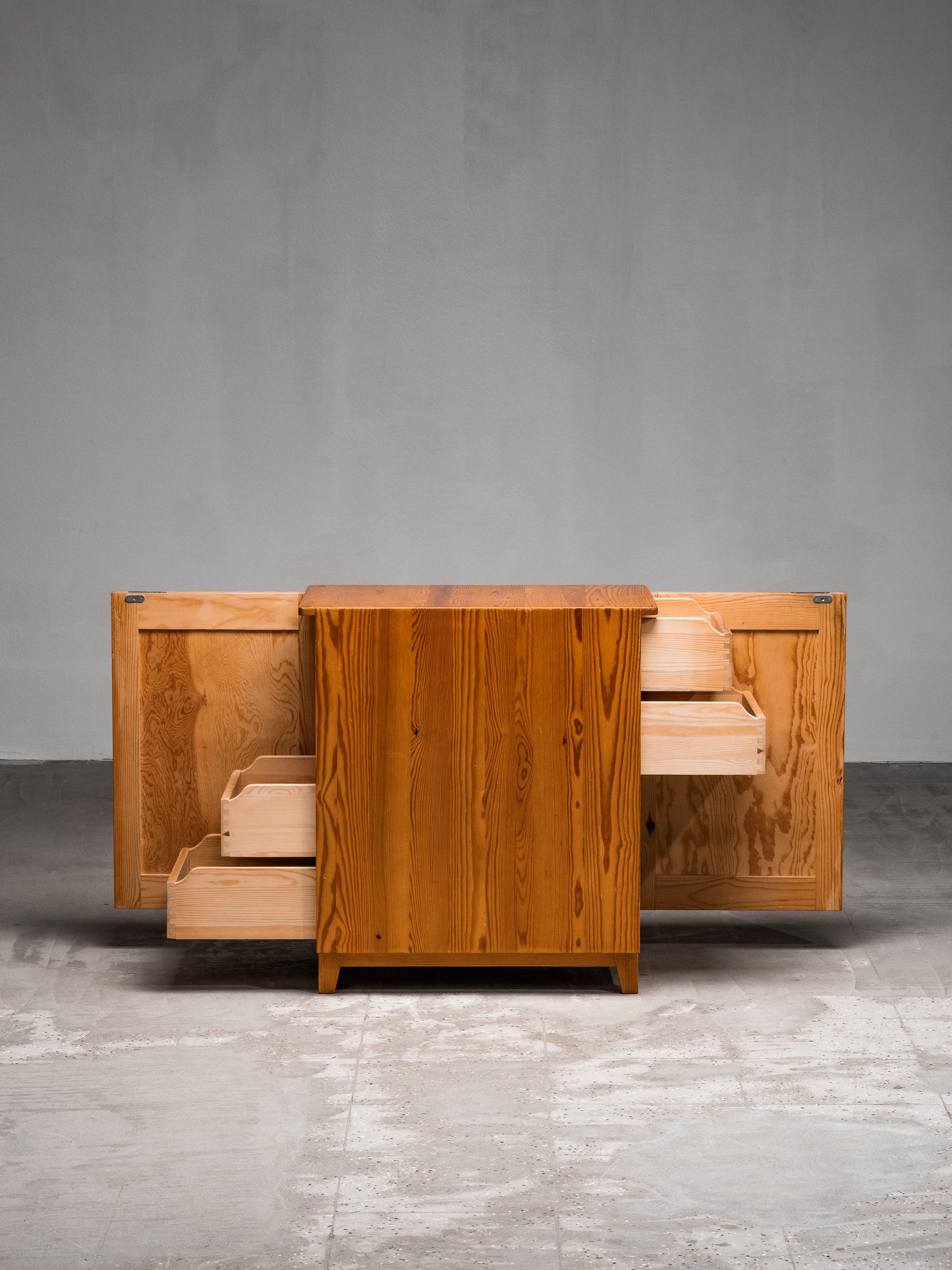 Rare Two-Sided Pine Cabinet by Göran Malmvall for Svensk Fur, Sweden, 1950s