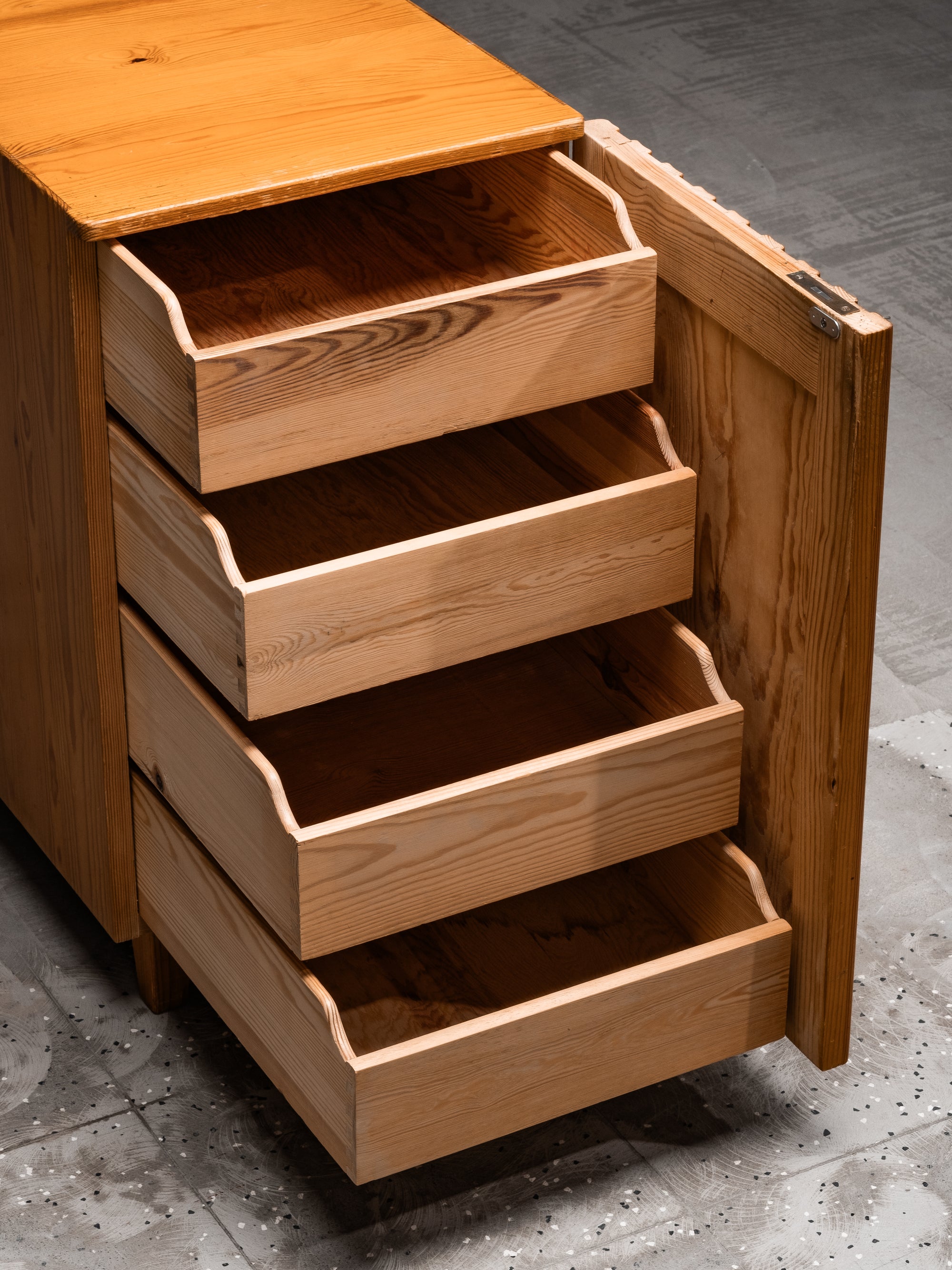 Rare Two-Sided Pine Cabinet by Göran Malmvall for Svensk Fur, Sweden, 1950s