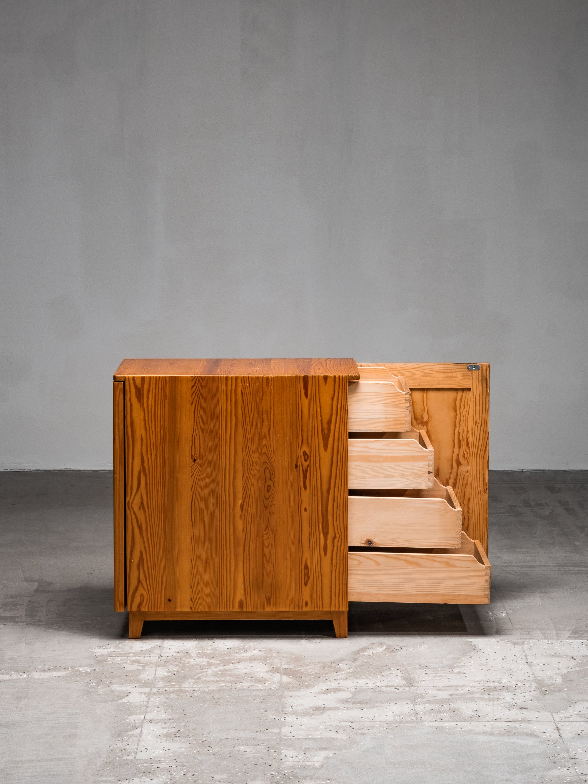 Rare Two-Sided Pine Cabinet by Göran Malmvall for Svensk Fur, Sweden, 1950s