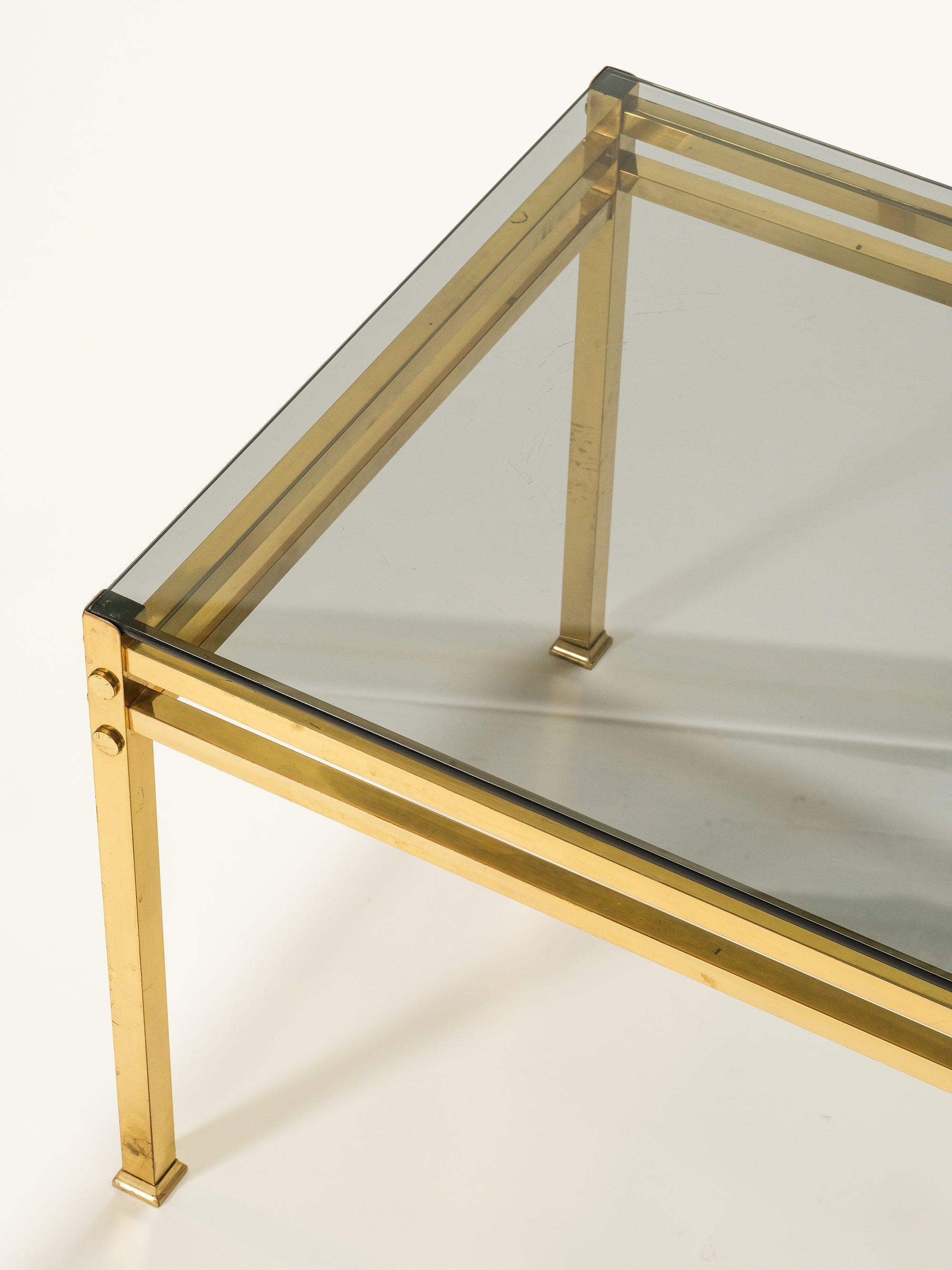 Brass &amp; Smoked Glass Coffee Table, 1970s
