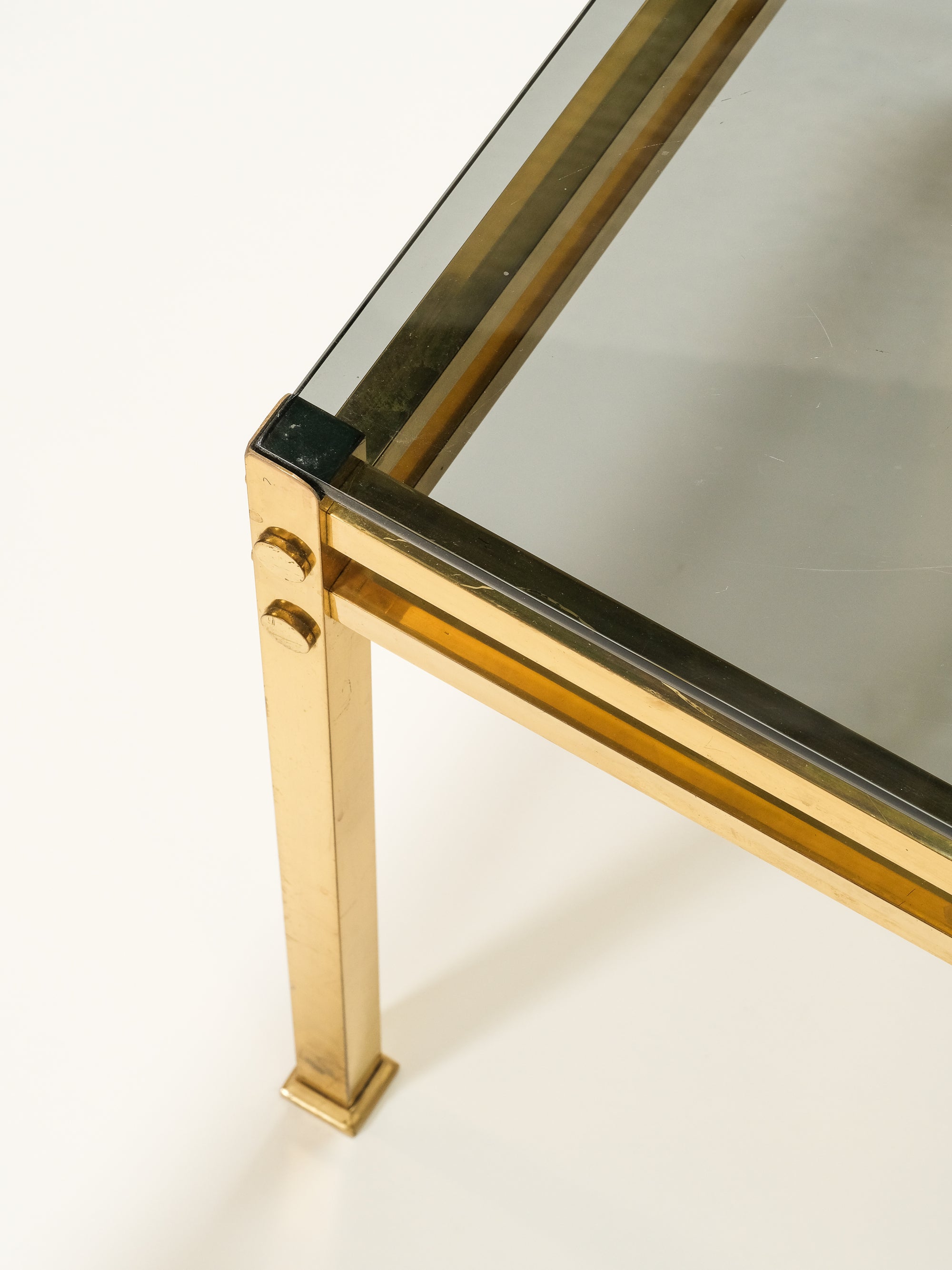 Brass &amp; Smoked Glass Coffee Table, 1970s