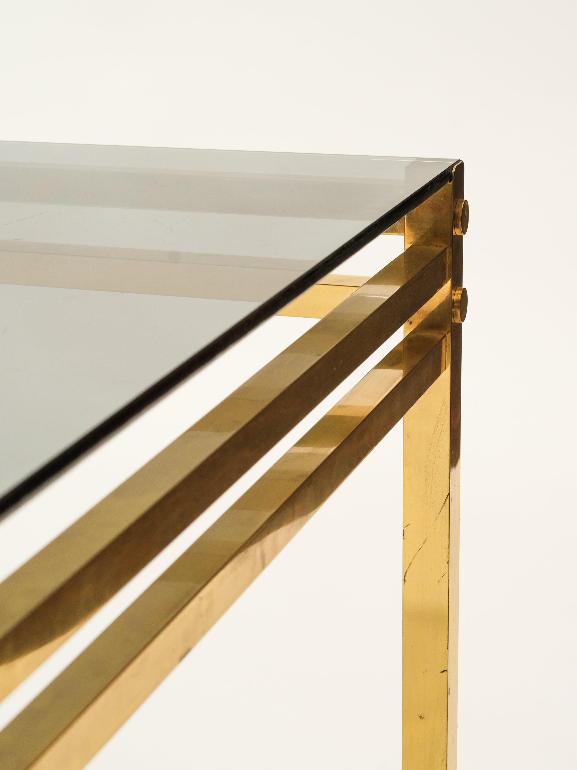 Brass &amp; Smoked Glass Coffee Table, 1970s