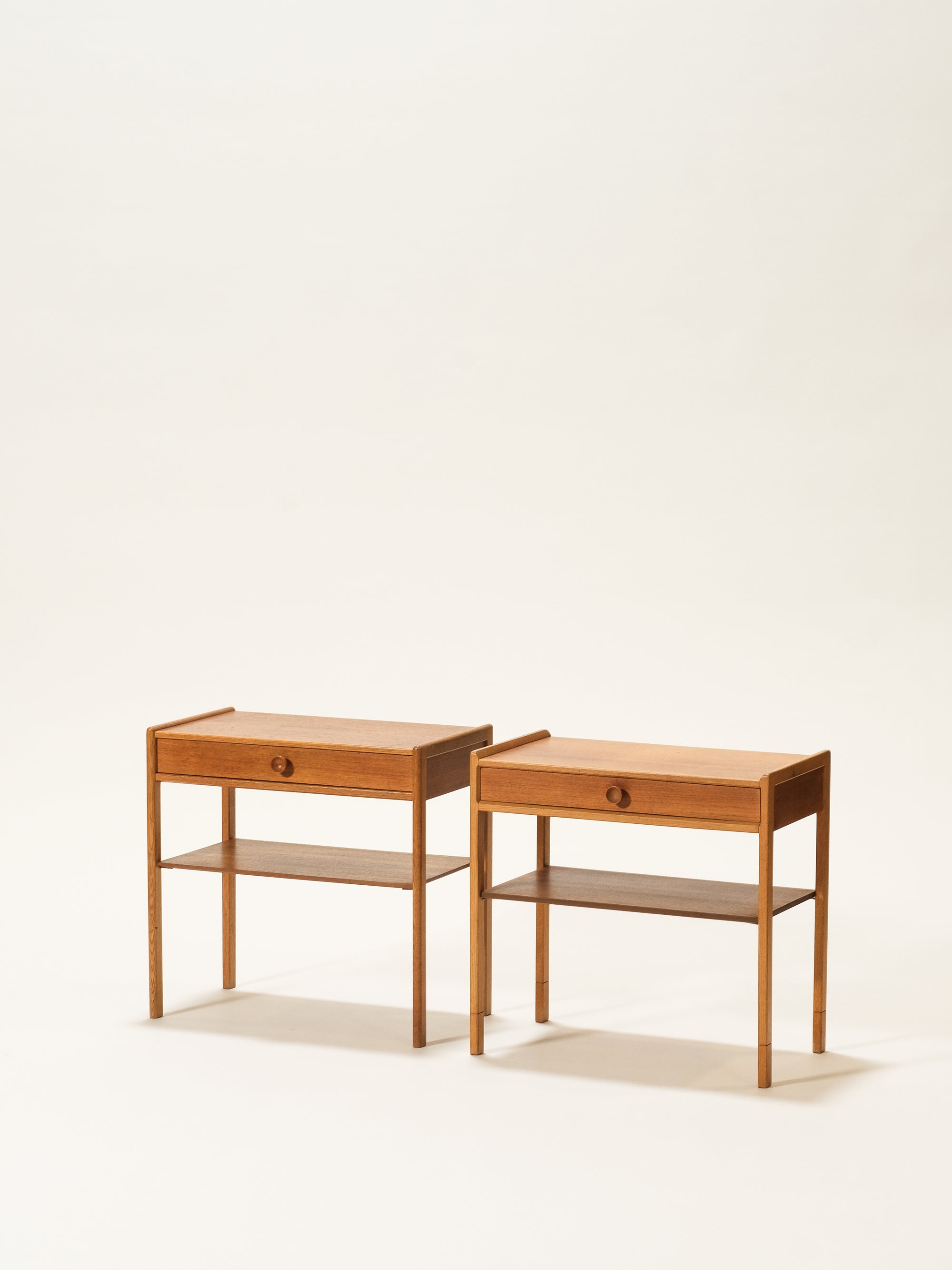 Swedish Mid-Century Teak &amp; Oak Bedside Tables, 1960s