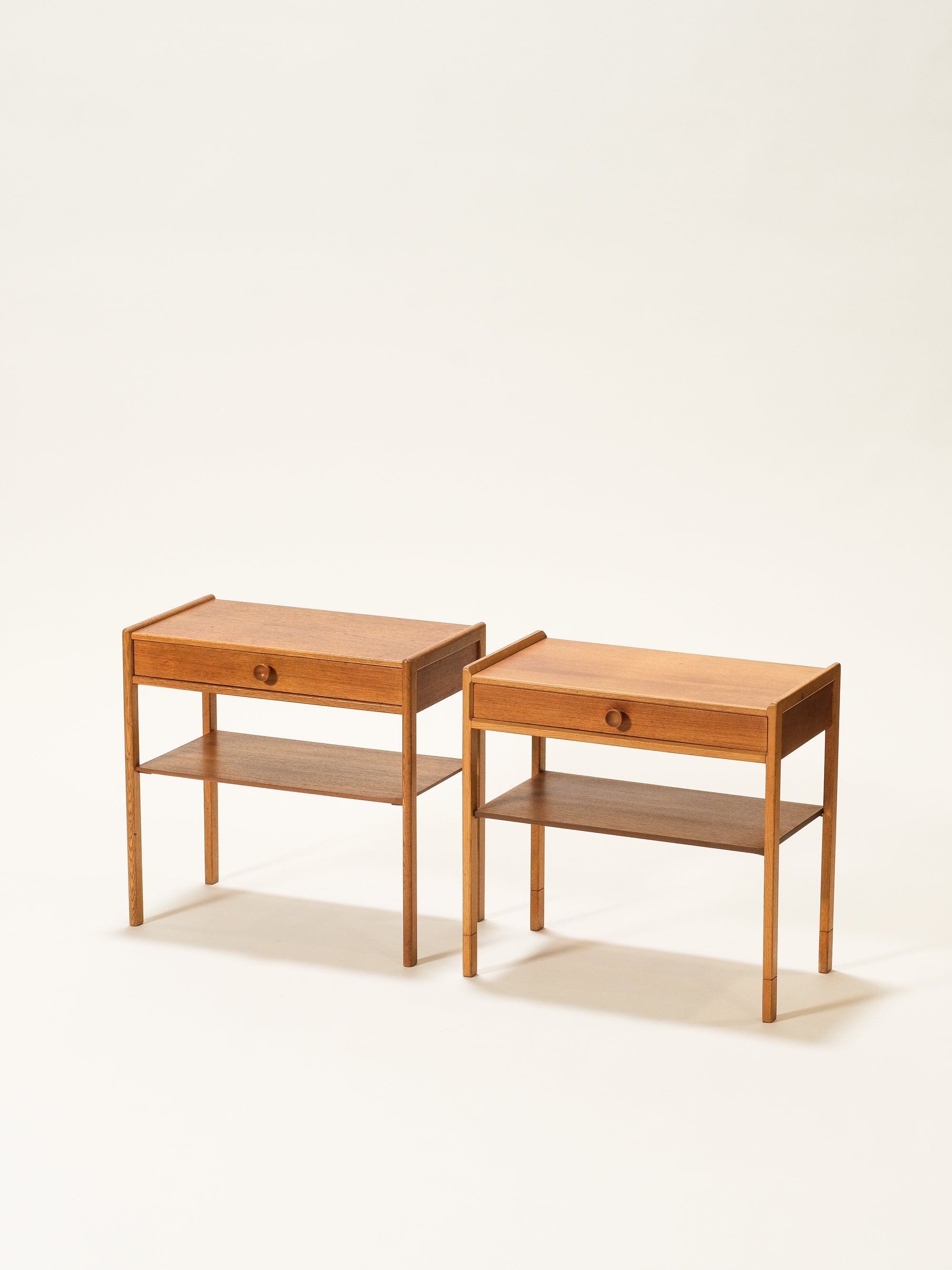 Swedish Mid-Century Teak &amp; Oak Bedside Tables, 1960s