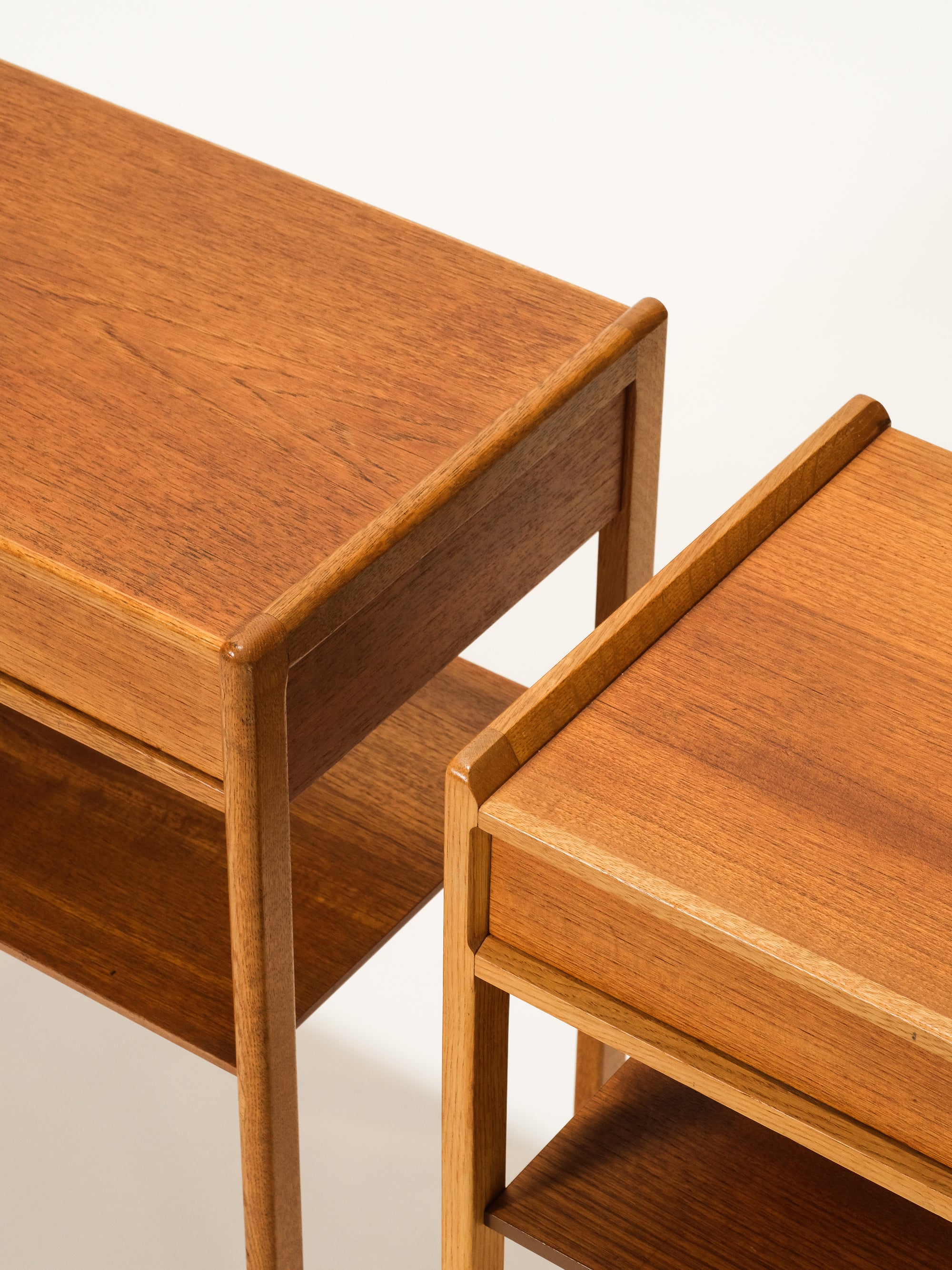 Swedish Mid-Century Teak &amp; Oak Bedside Tables, 1960s