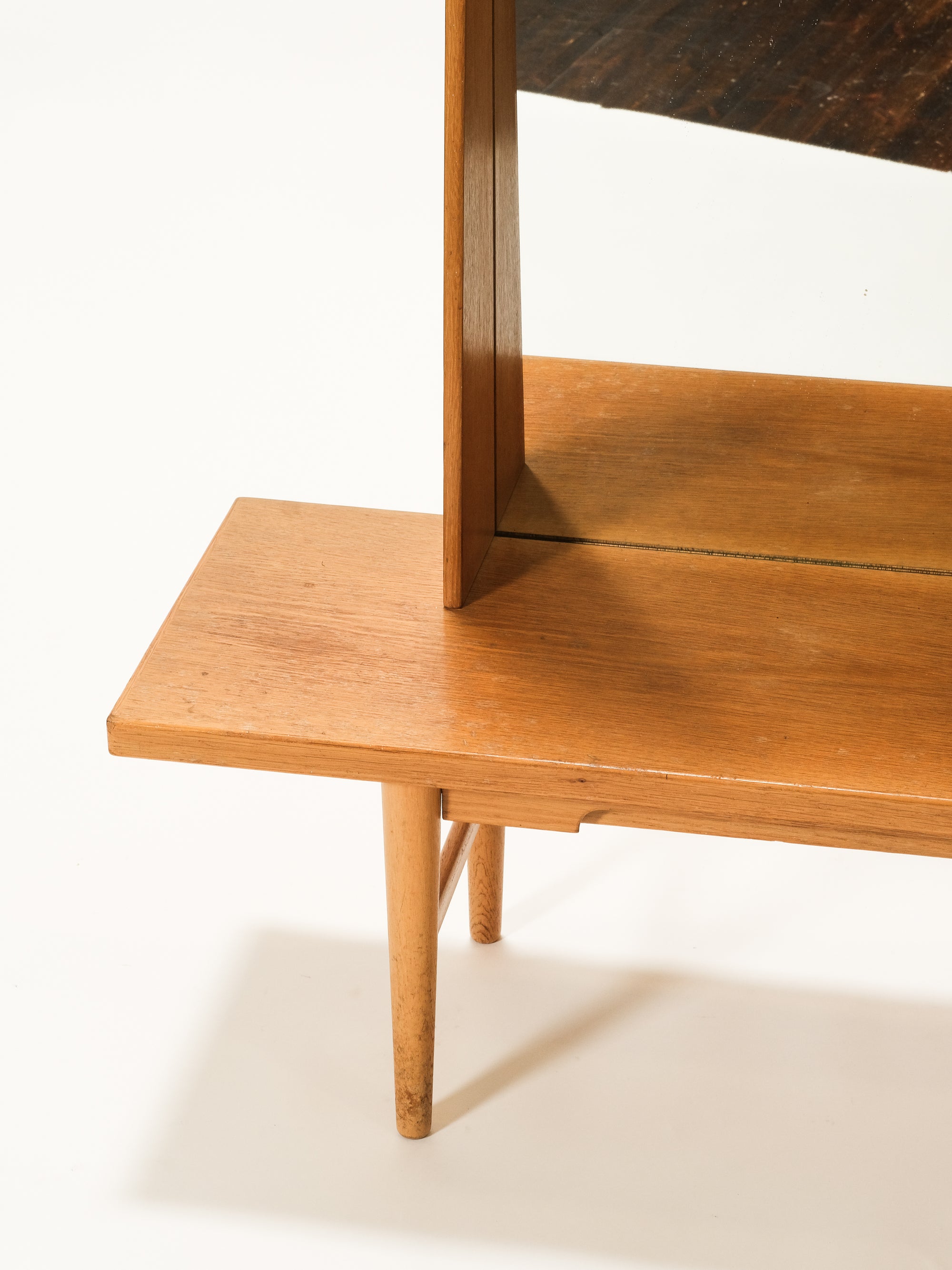 Freestanding Oak Hall Mirror With Drawer, Kurt Østervig, Denmark, 1960s
