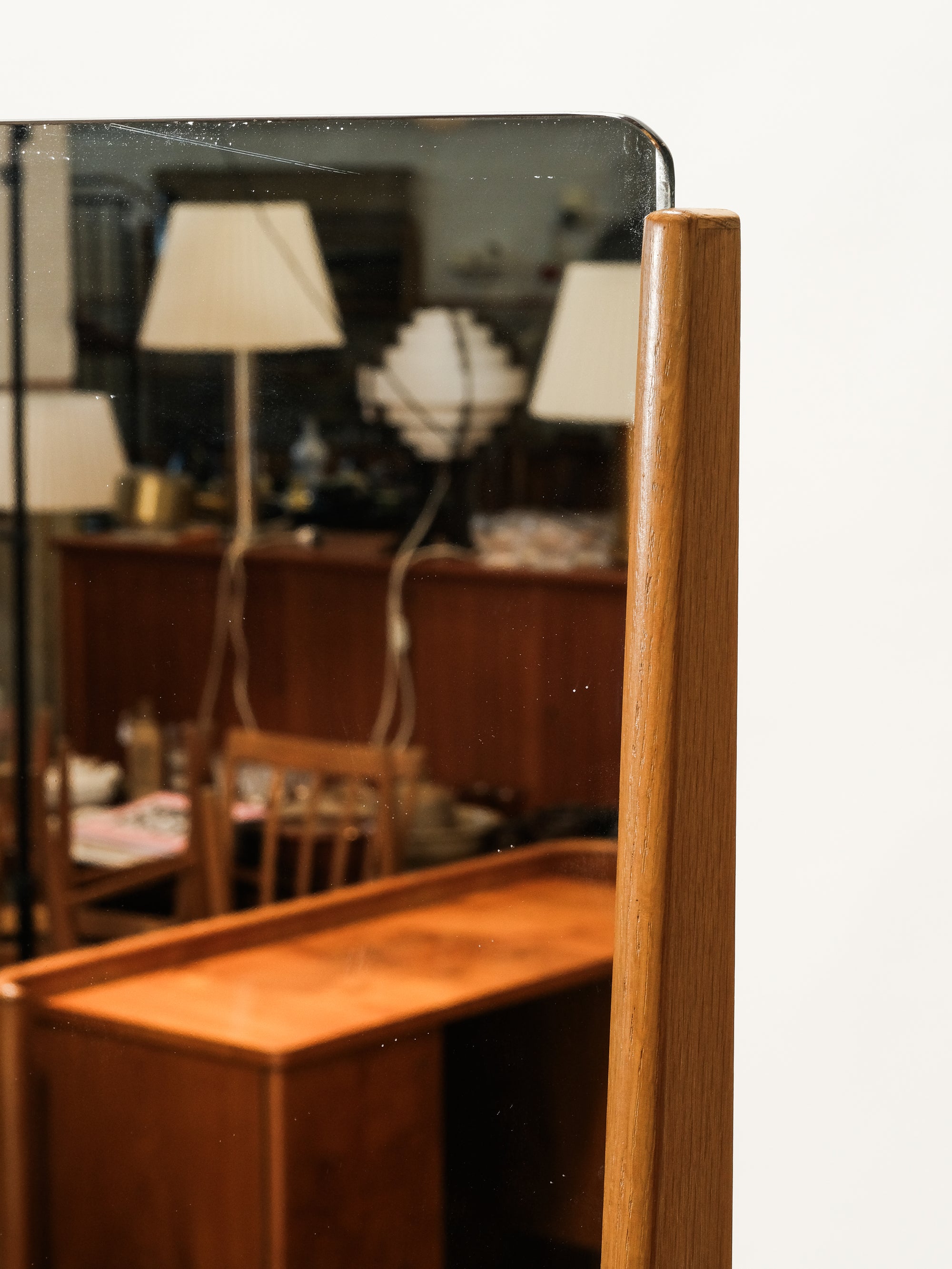 Freestanding Oak Hall Mirror With Drawer, Kurt Østervig, Denmark, 1960s