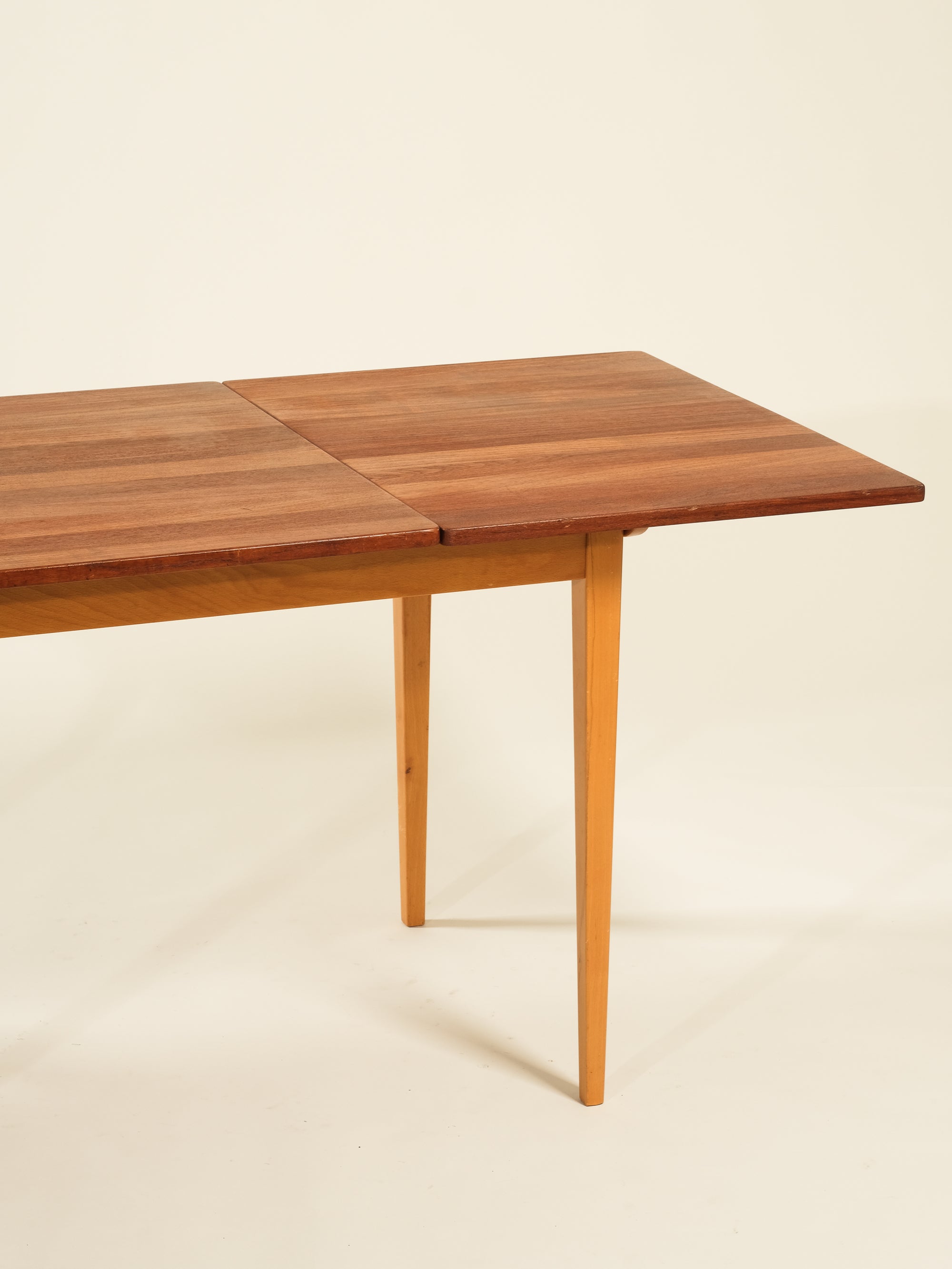 Teak &amp; Beech Extendable Dining Table, Sweden, 1960s