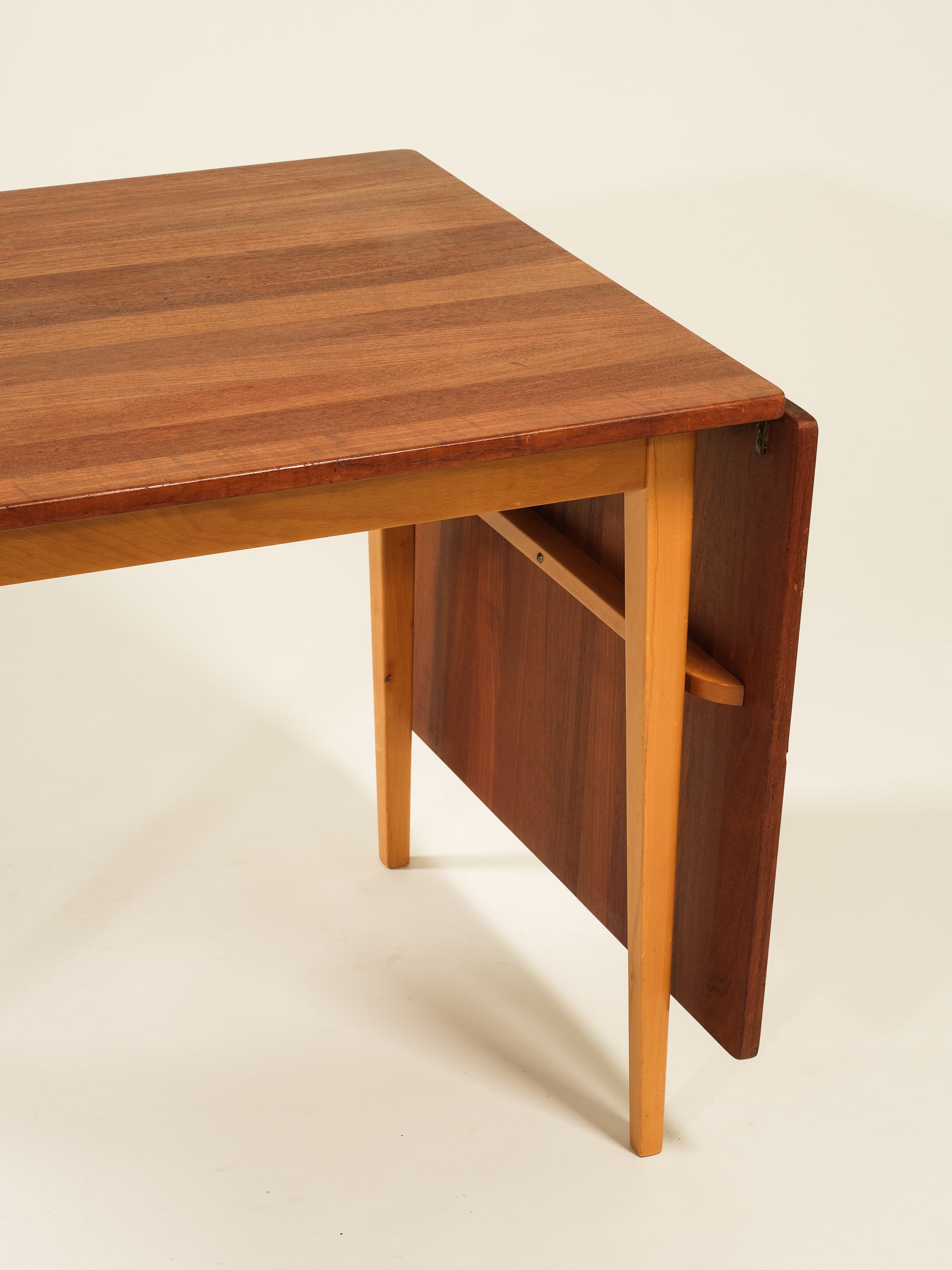 Teak &amp; Beech Extendable Dining Table, Sweden, 1960s