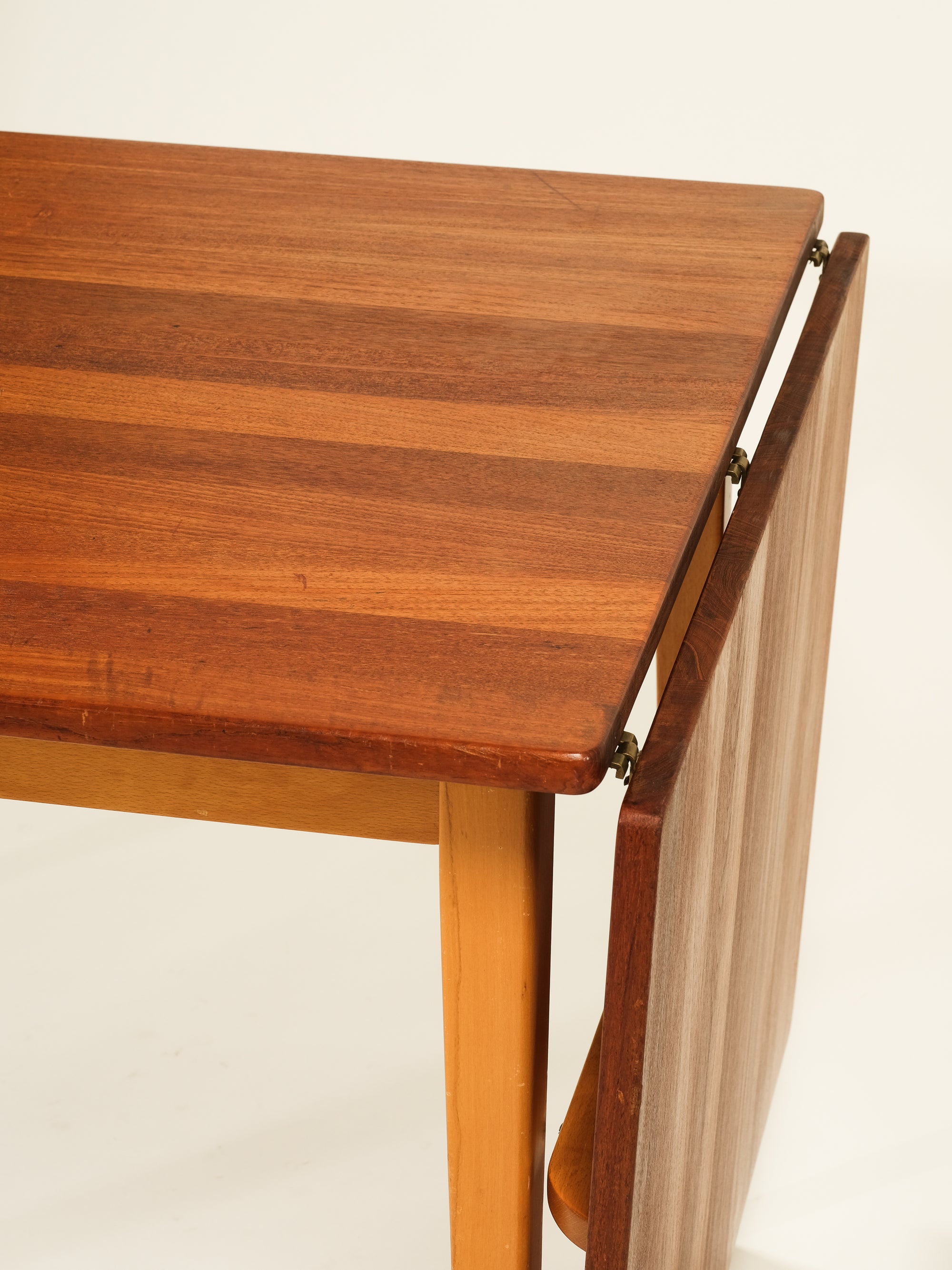 Teak &amp; Beech Extendable Dining Table, Sweden, 1960s