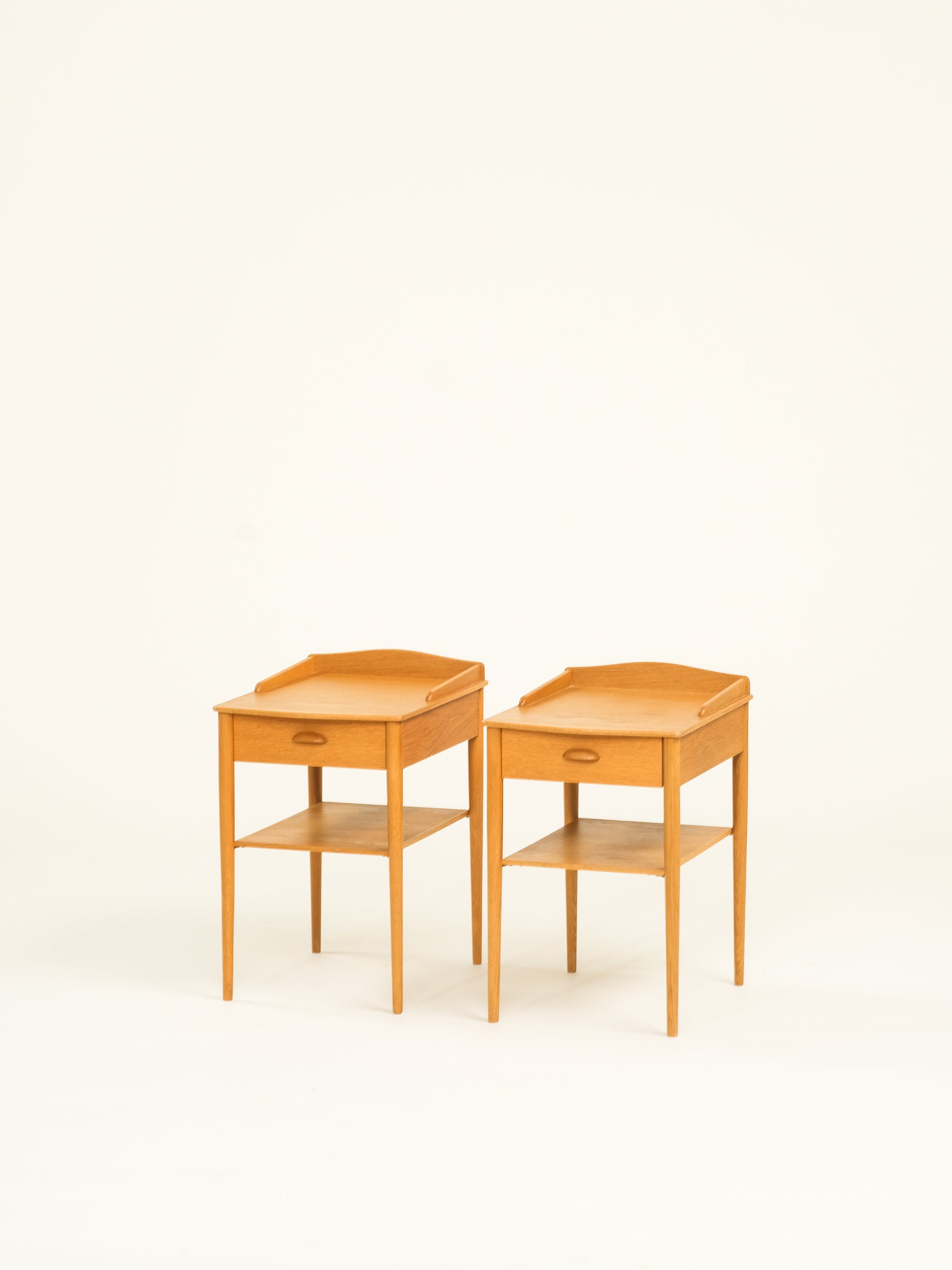 Pair of Oak Bedside Tables by Ab Erik Andersson for Rottne, Sweden, 1960s