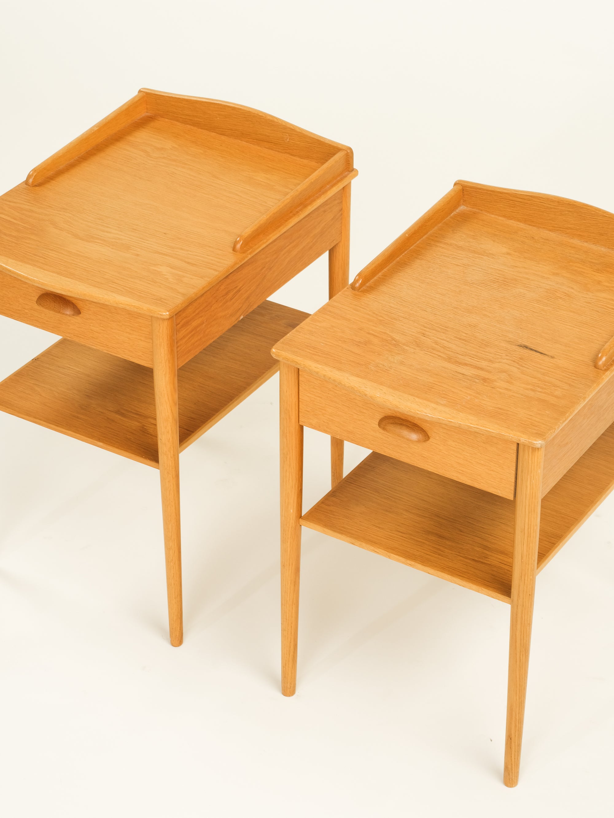 Pair of Oak Bedside Tables by Ab Erik Andersson for Rottne, Sweden, 1960s