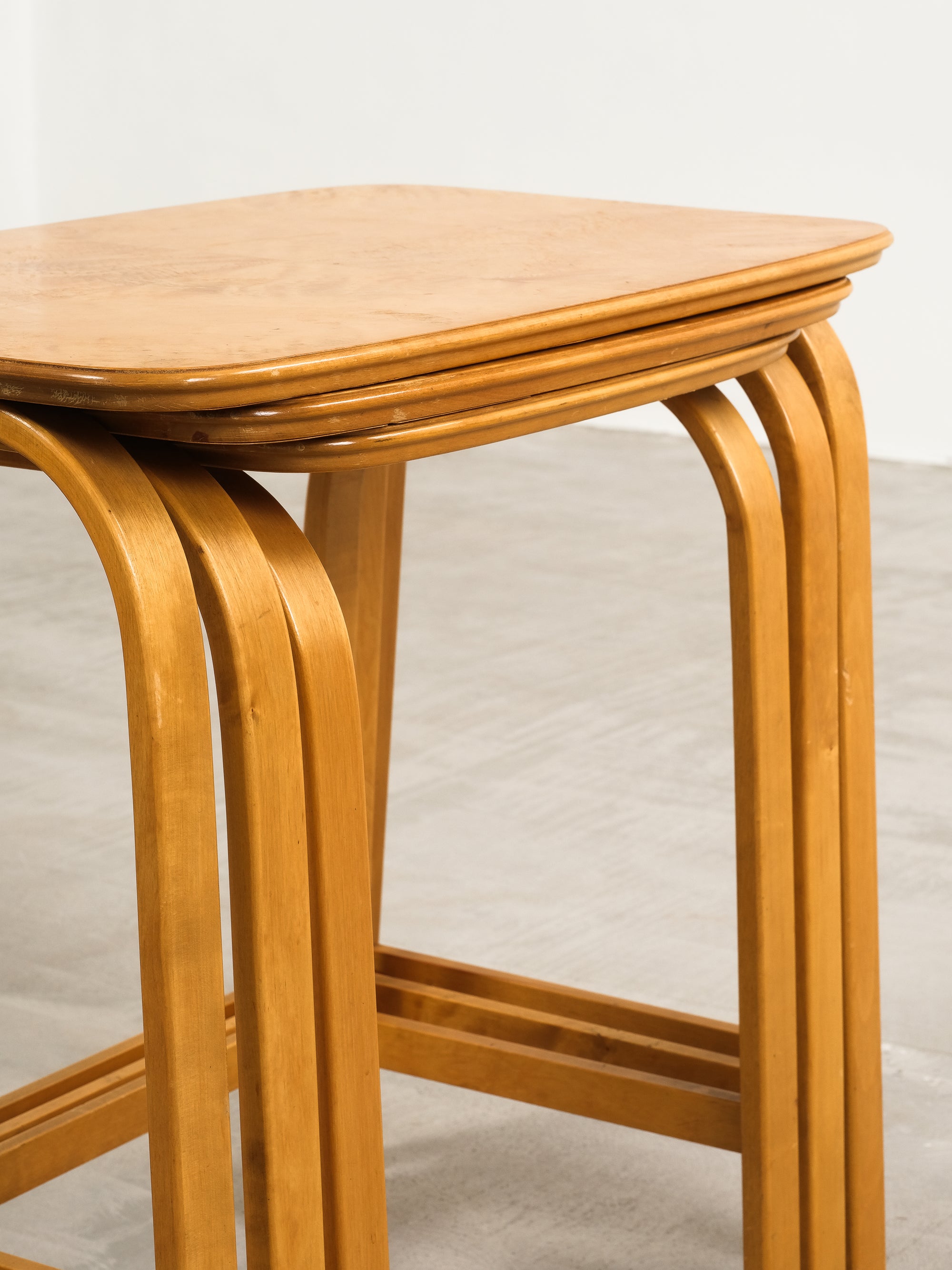 Modernist Birch Nesting Tables by Axel Larsson, Sweden, 1940s