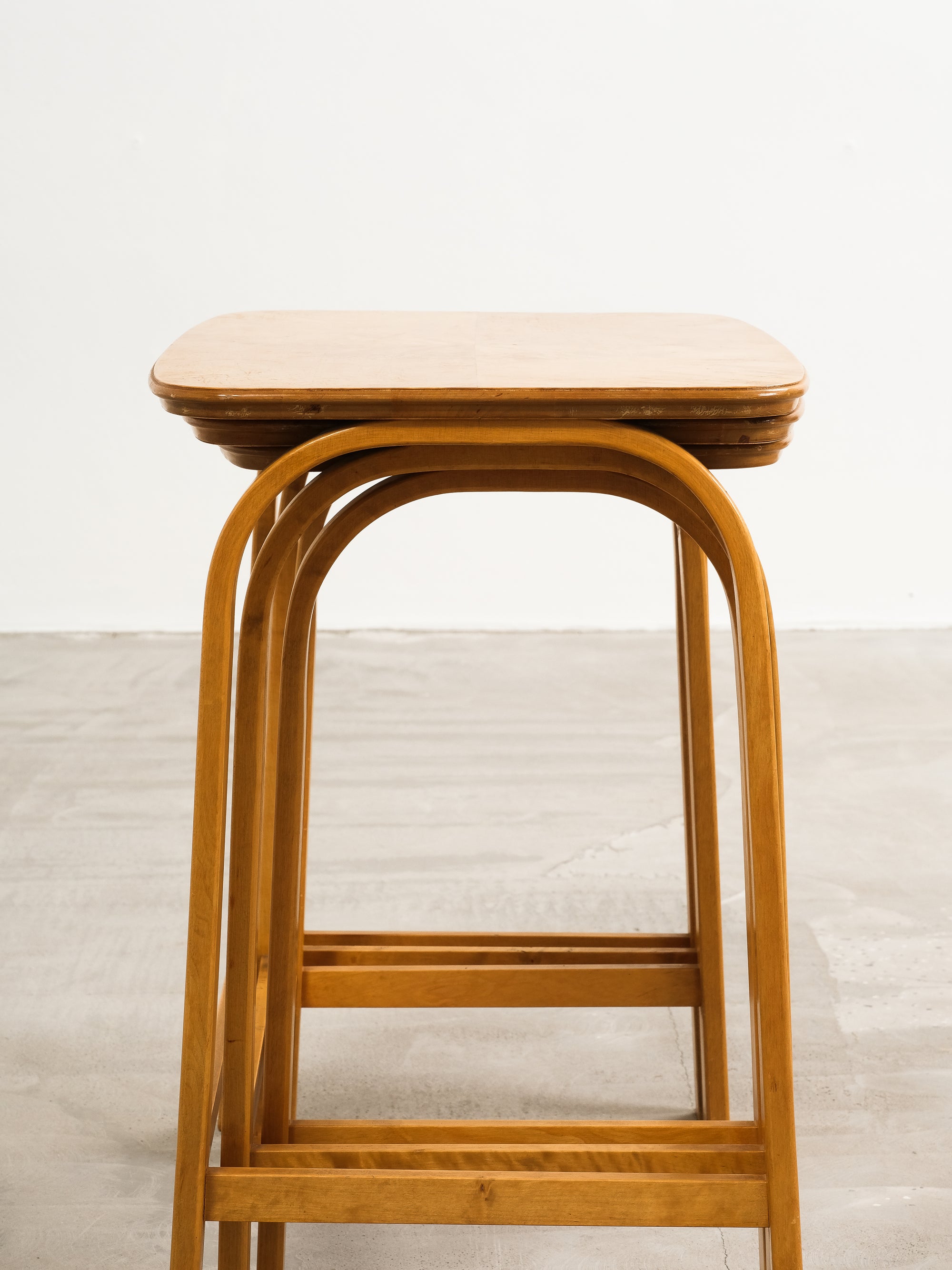 Modernist Birch Nesting Tables by Axel Larsson, Sweden, 1940s