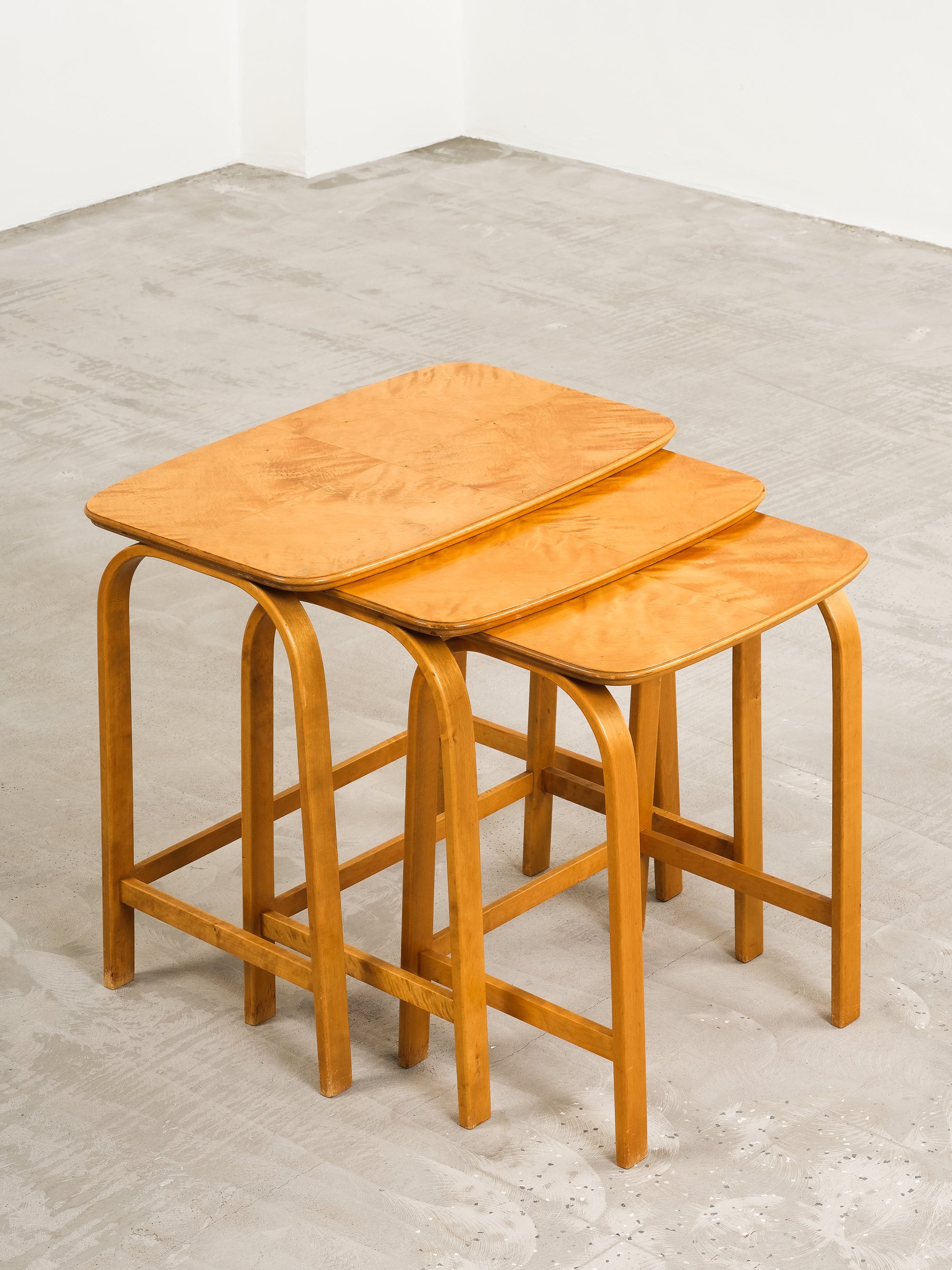 Modernist Birch Nesting Tables by Axel Larsson, Sweden, 1940s