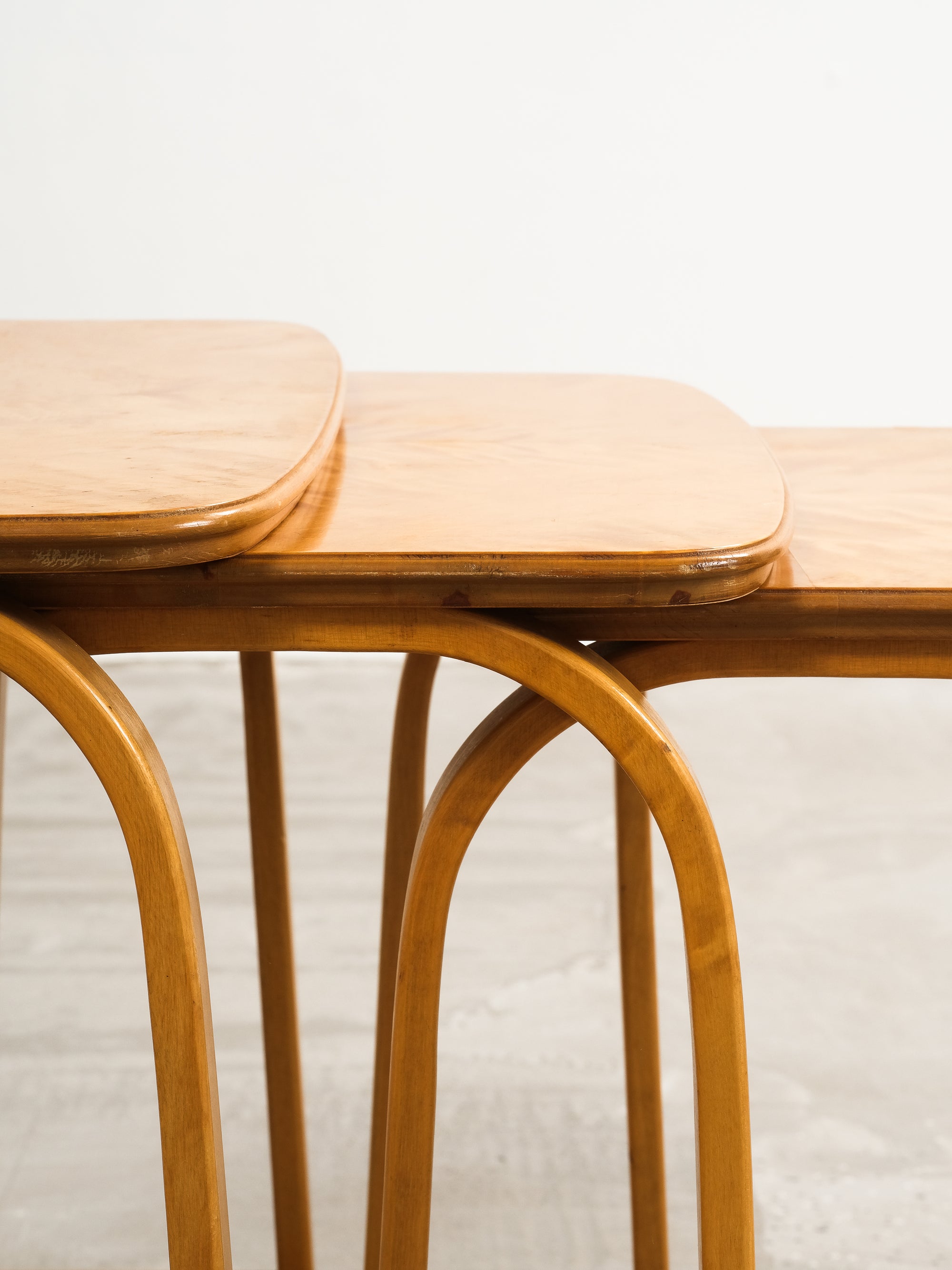 Modernist Birch Nesting Tables by Axel Larsson, Sweden, 1940s