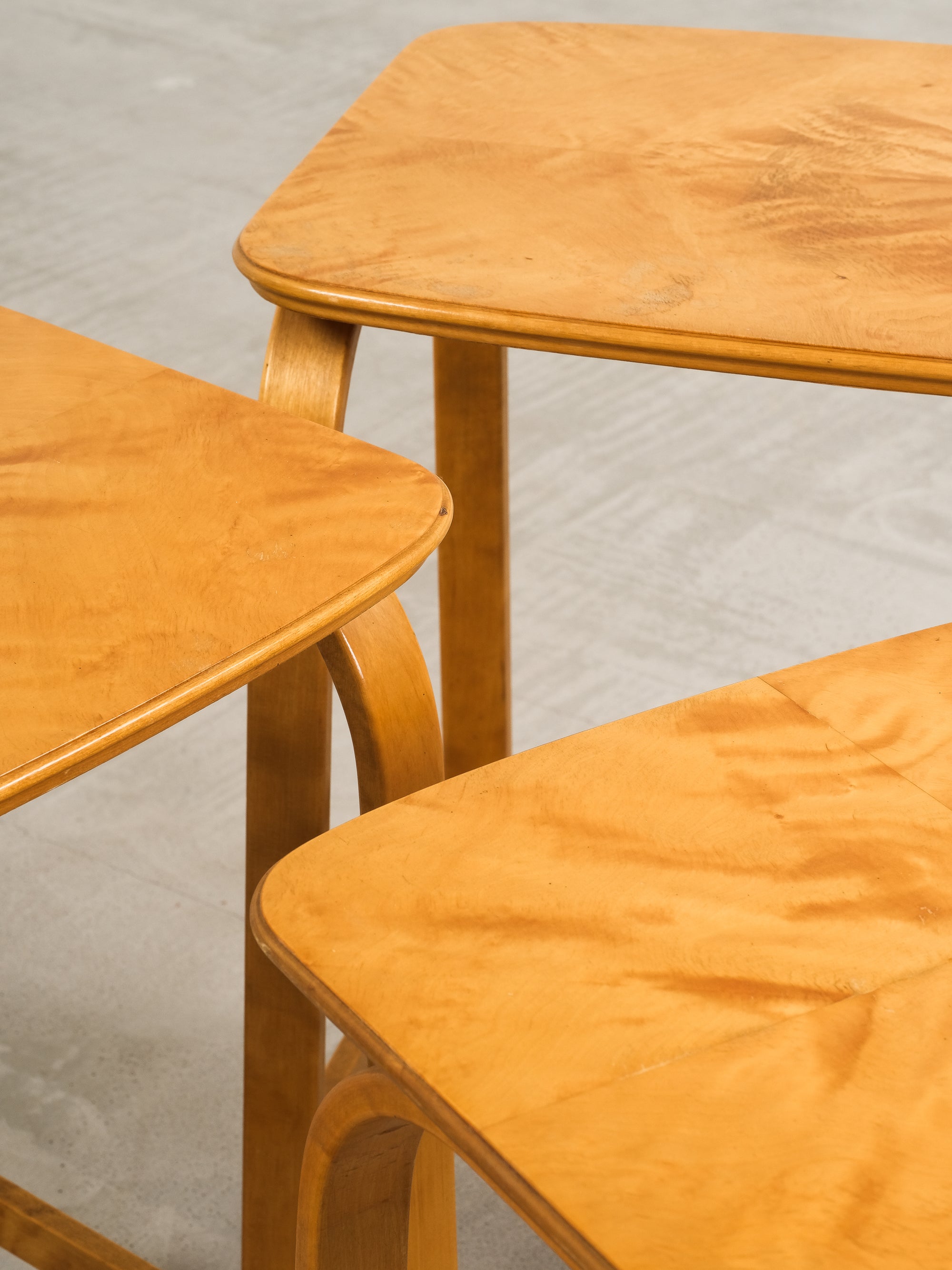 Modernist Birch Nesting Tables by Axel Larsson, Sweden, 1940s