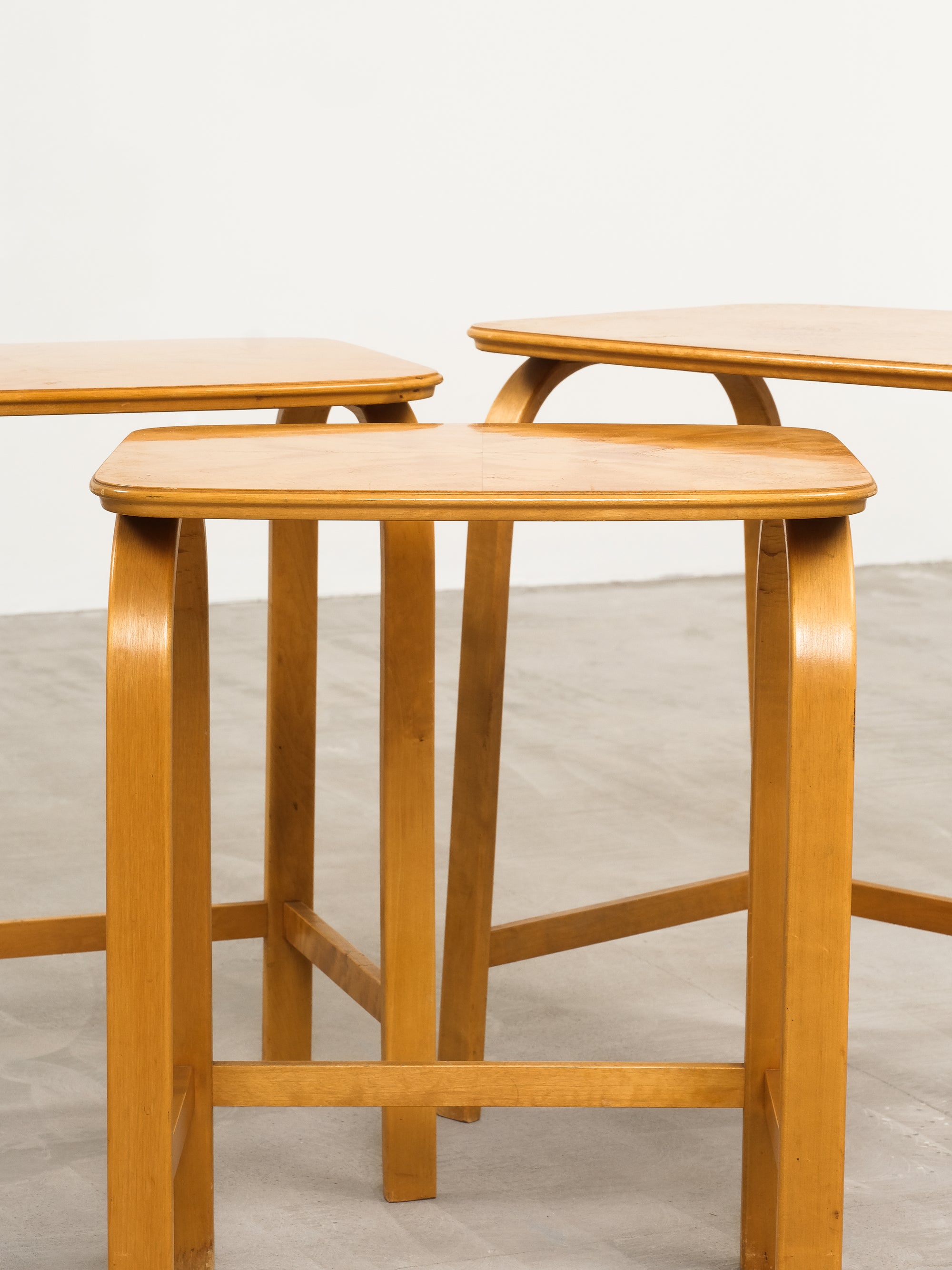 Modernist Birch Nesting Tables by Axel Larsson, Sweden, 1940s