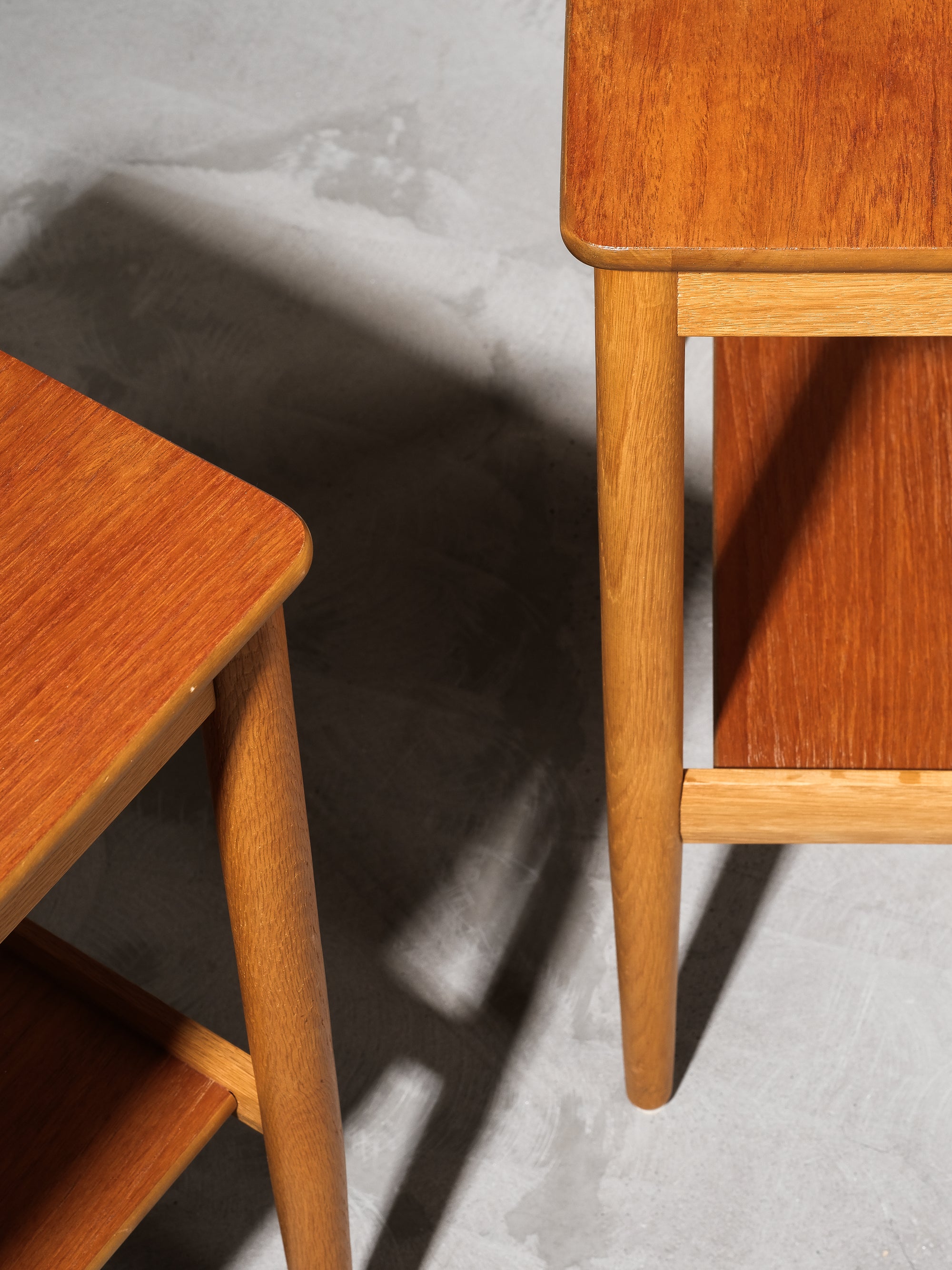 &quot;Triva&quot; Teak &amp; Oak Bedside Tables by Yngvar Sandström for NK, Sweden, 1960s