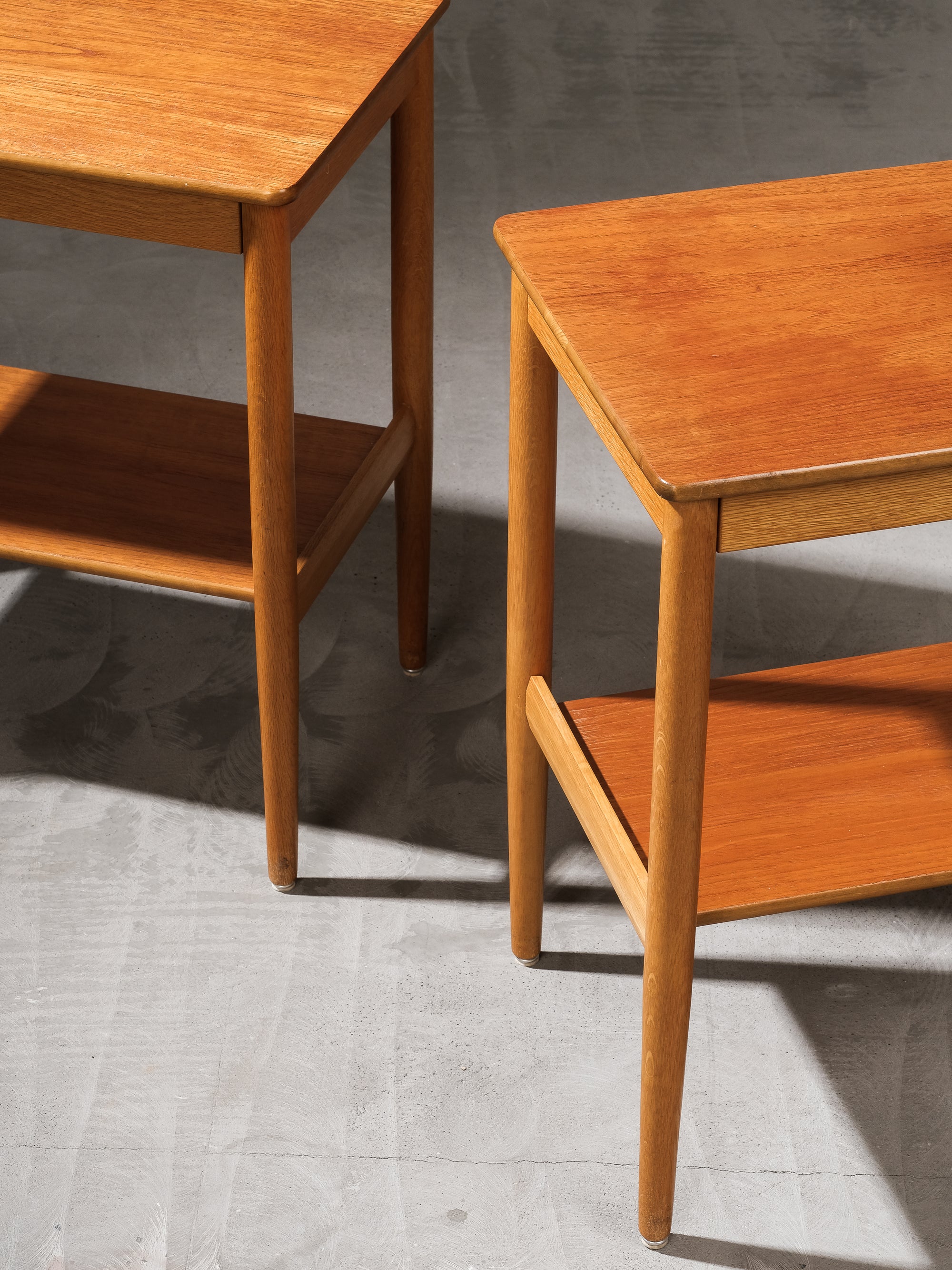 &quot;Triva&quot; Teak &amp; Oak Bedside Tables by Yngvar Sandström for NK, Sweden, 1960s