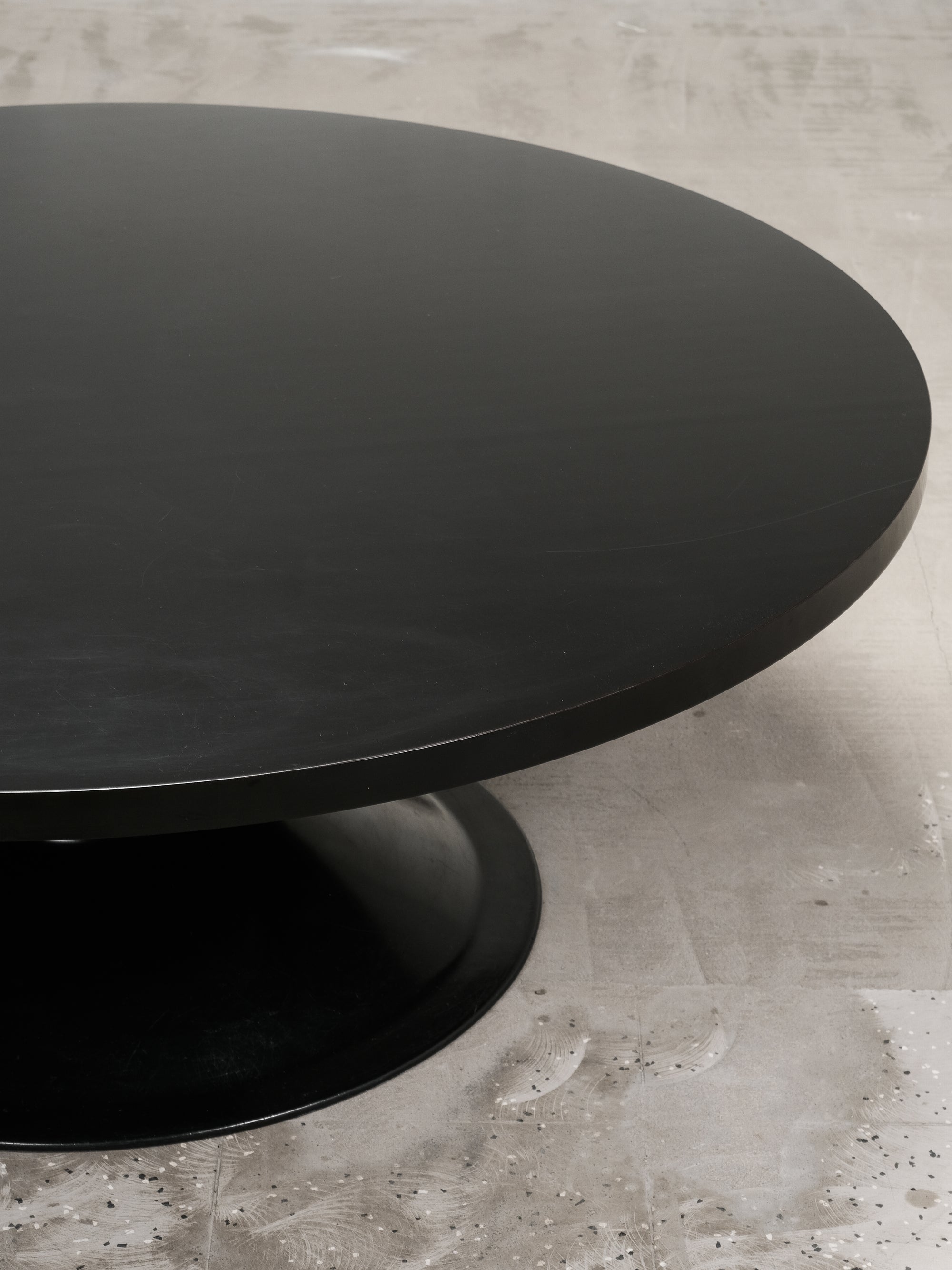 ‘Saturnus’ Black Round Coffee Table by Yrjö Kukkapuro for Haimi, Finland, 1970s