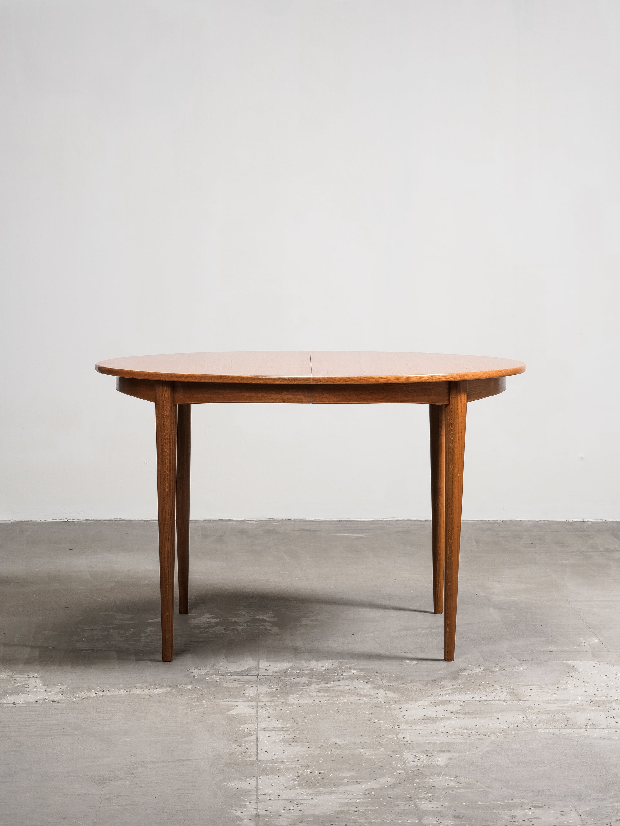 Round Teak &amp; Oak Extendable Dining Table, Sweden, 1960s