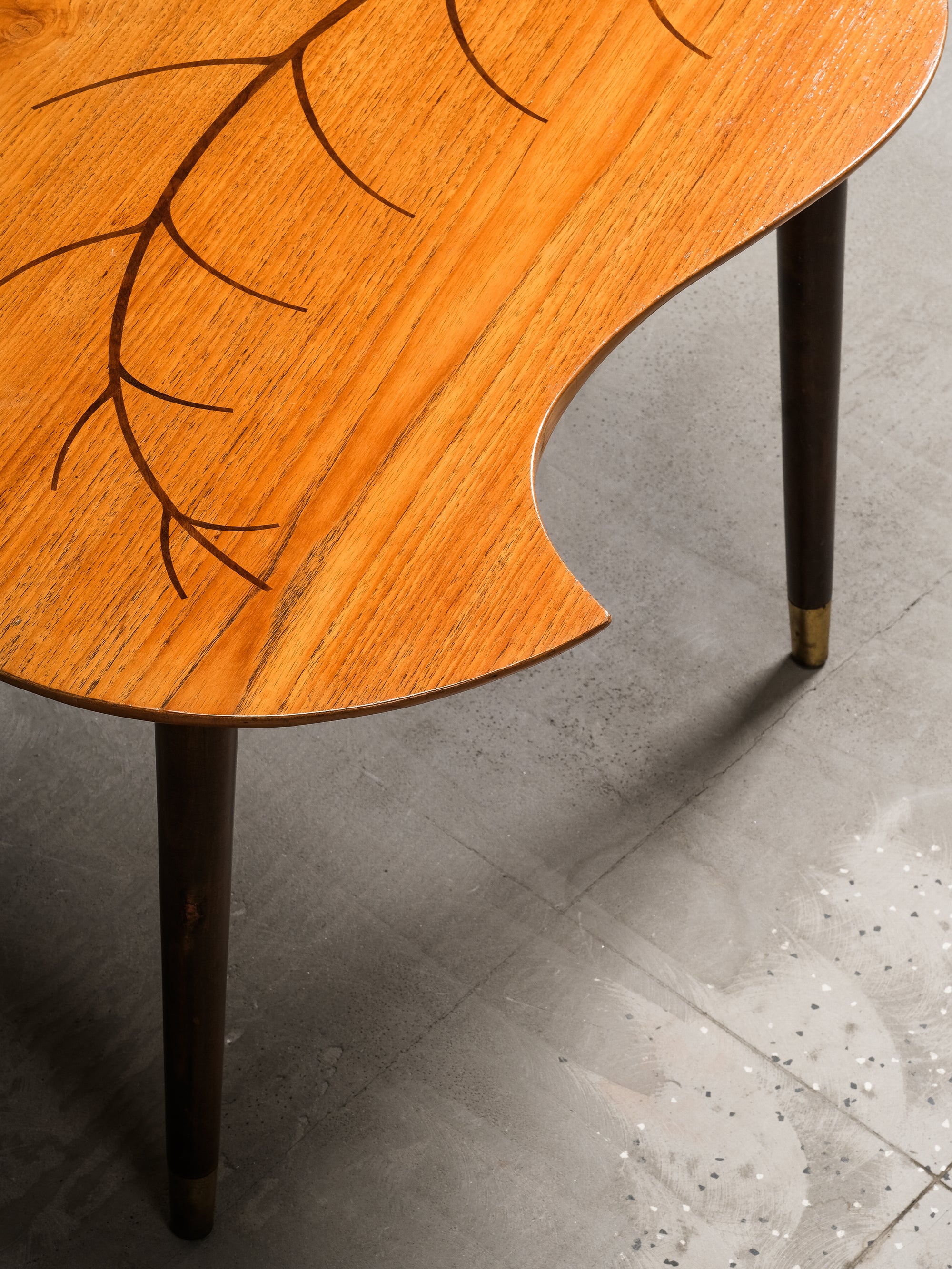 Mid-Century Swedish Organic Form Teak Coffee Table with Inlay, 1950s