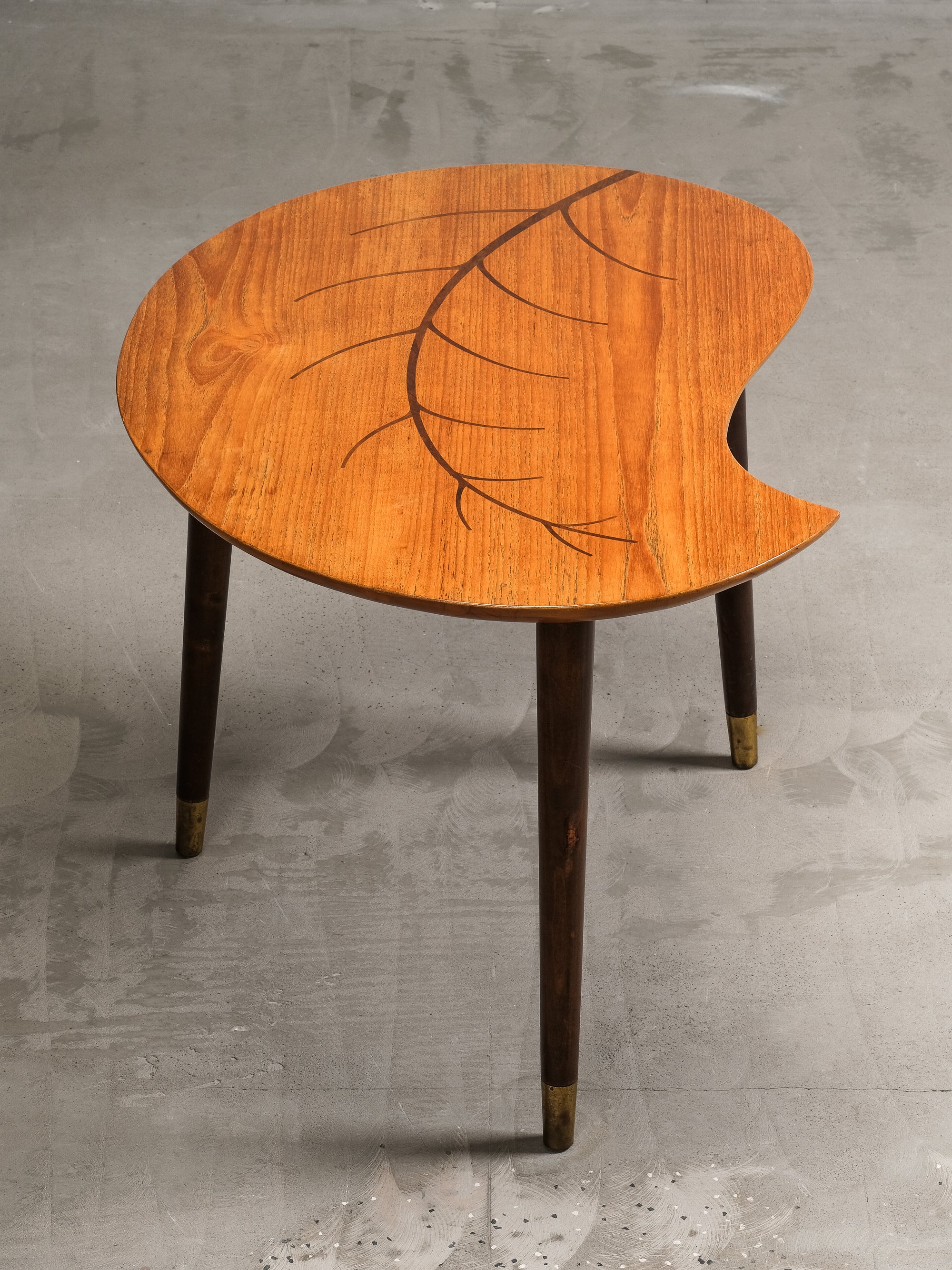 Mid-Century Swedish Organic Form Teak Coffee Table with Inlay, 1950s