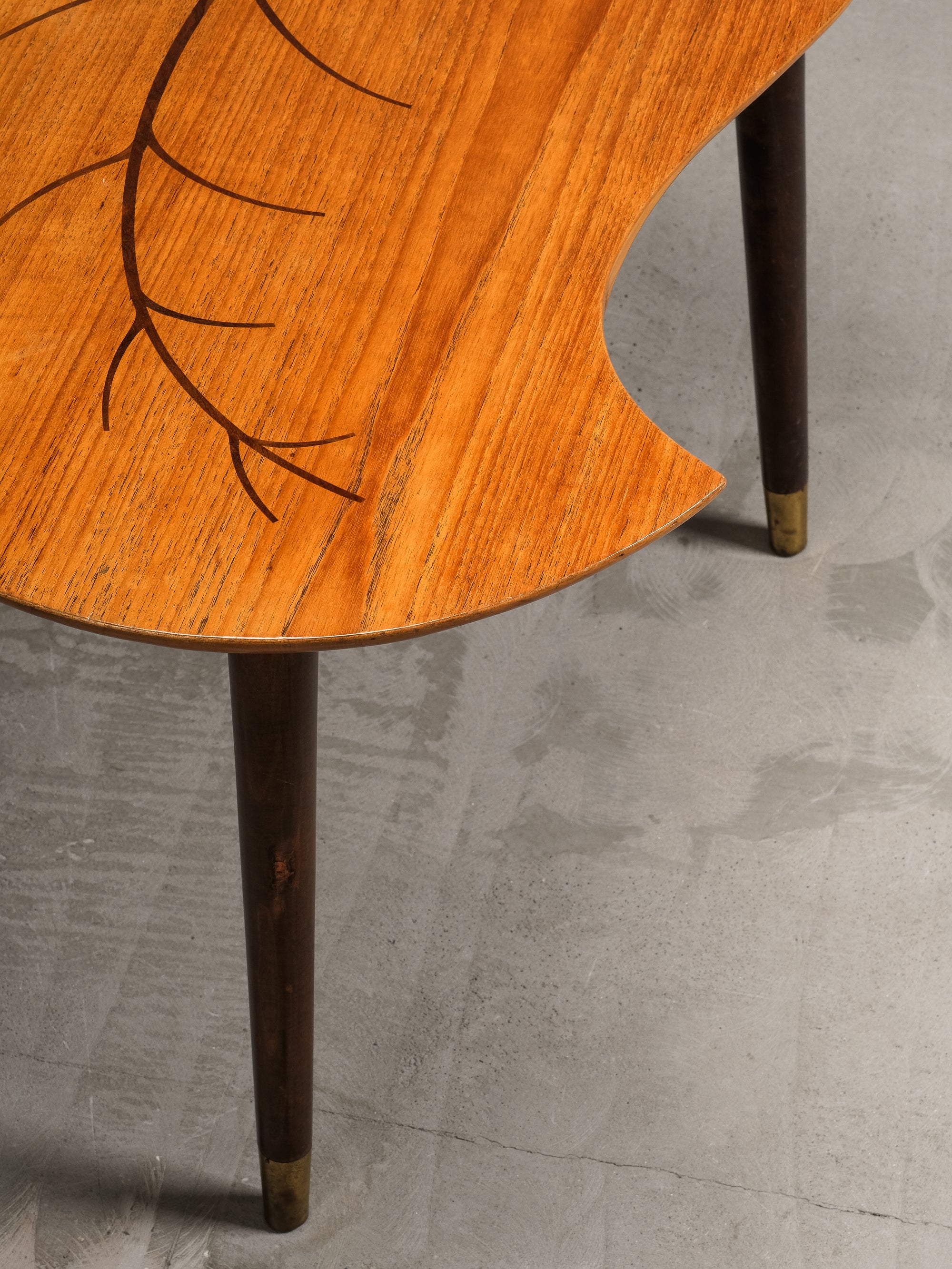 Mid-Century Swedish Organic Form Teak Coffee Table with Inlay, 1950s