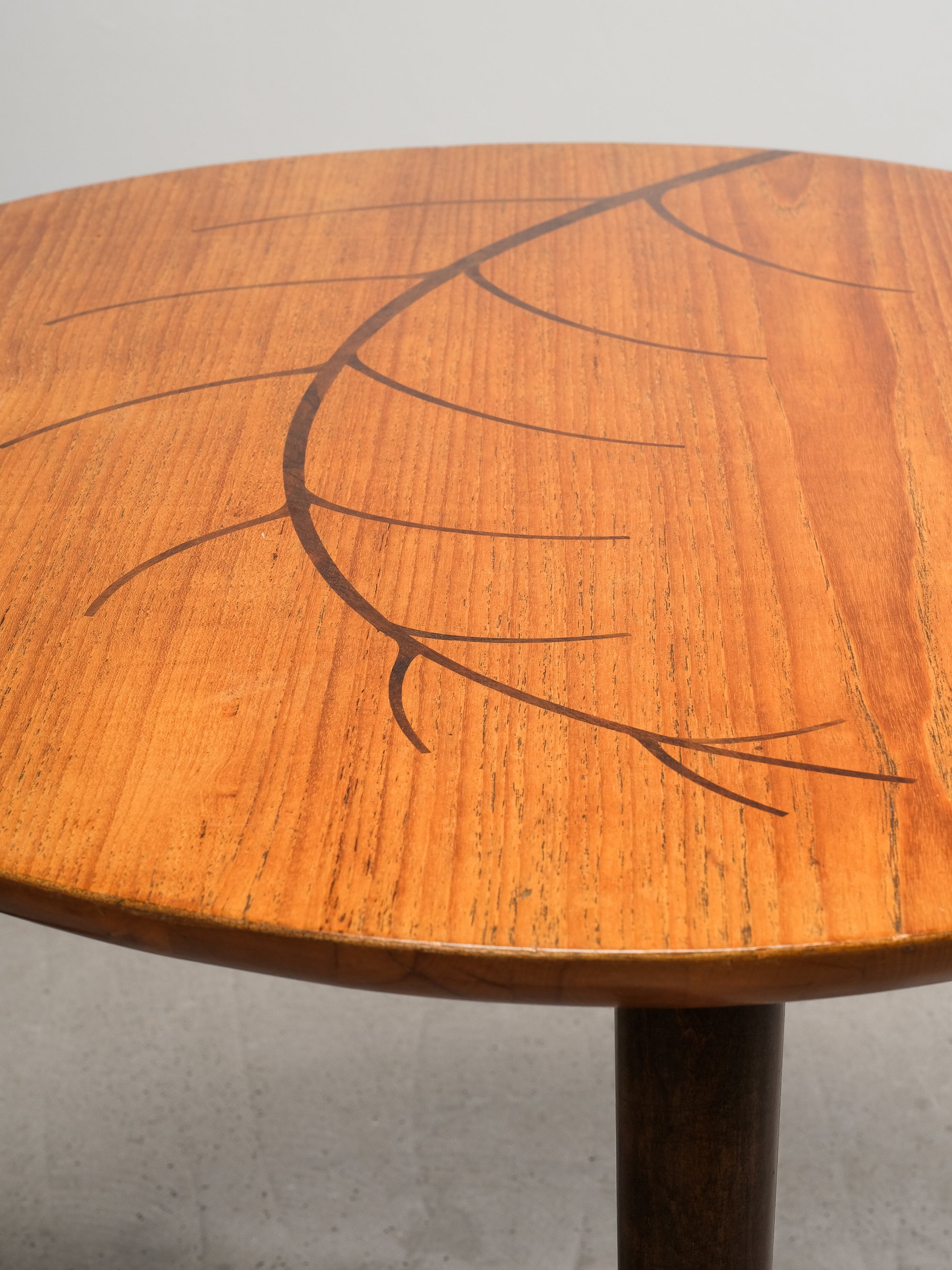 Mid-Century Swedish Organic Form Teak Coffee Table with Inlay, 1950s