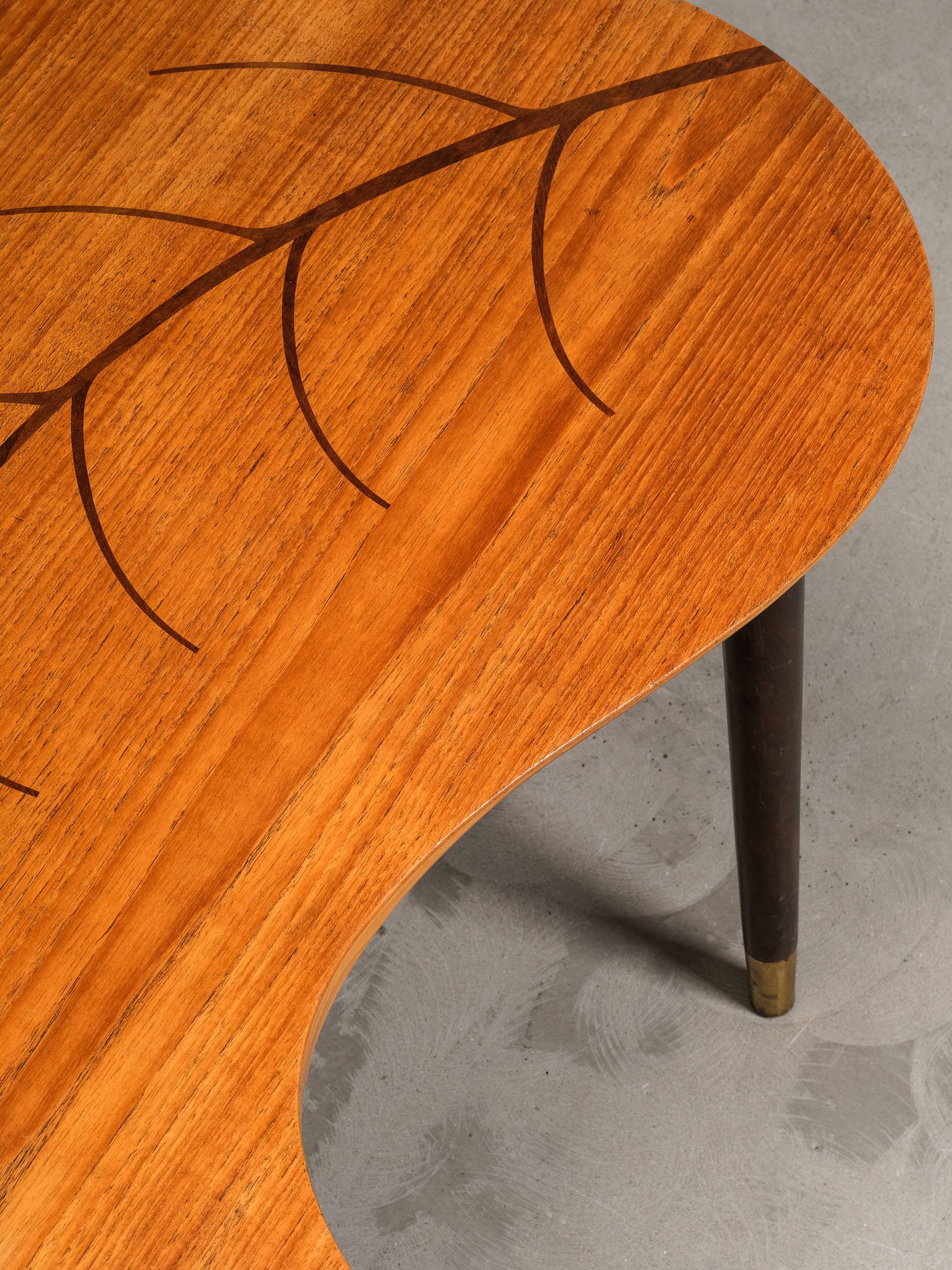 Mid-Century Swedish Organic Form Teak Coffee Table with Inlay, 1950s
