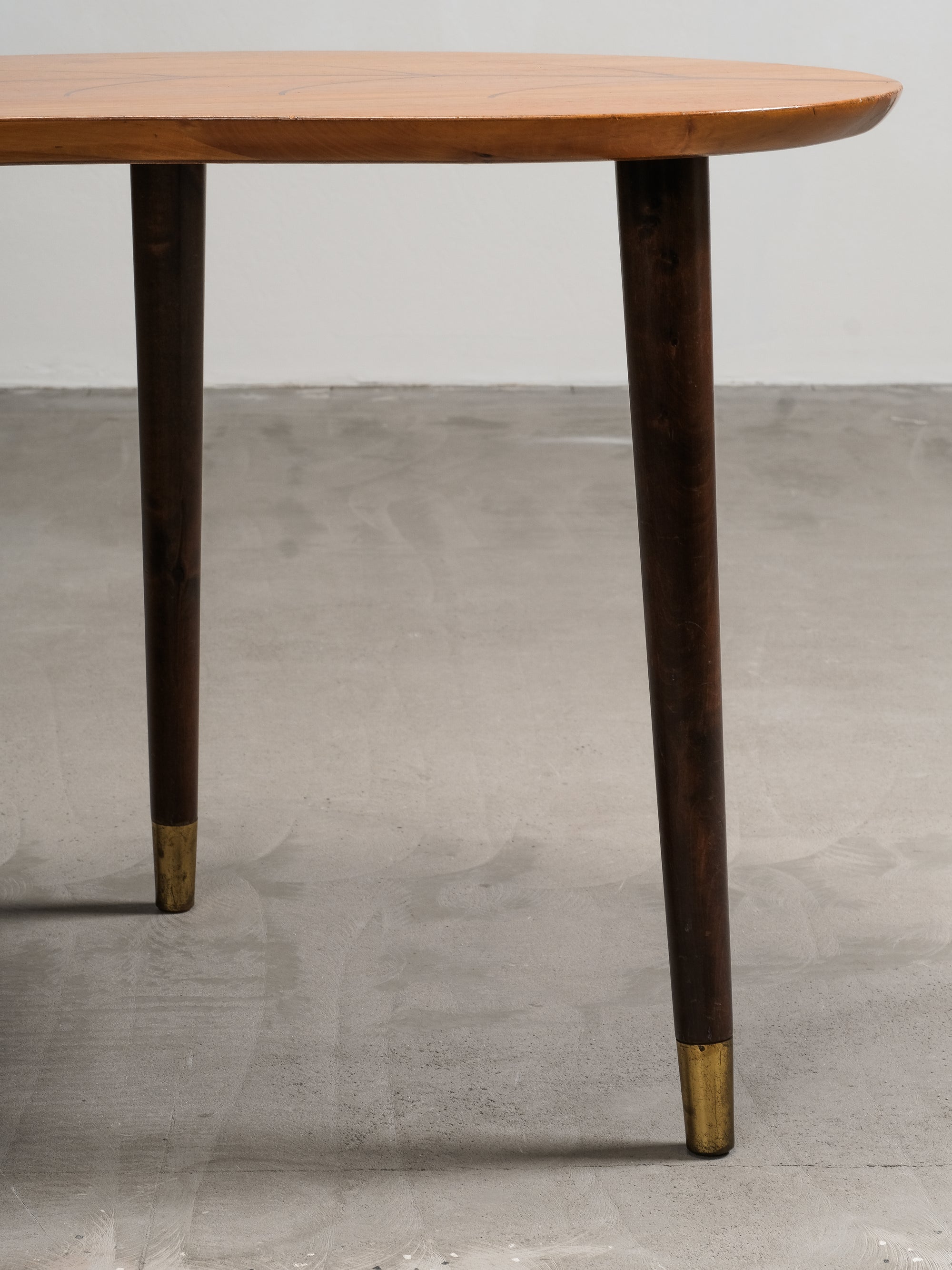 Mid-Century Swedish Organic Form Teak Coffee Table with Inlay, 1950s