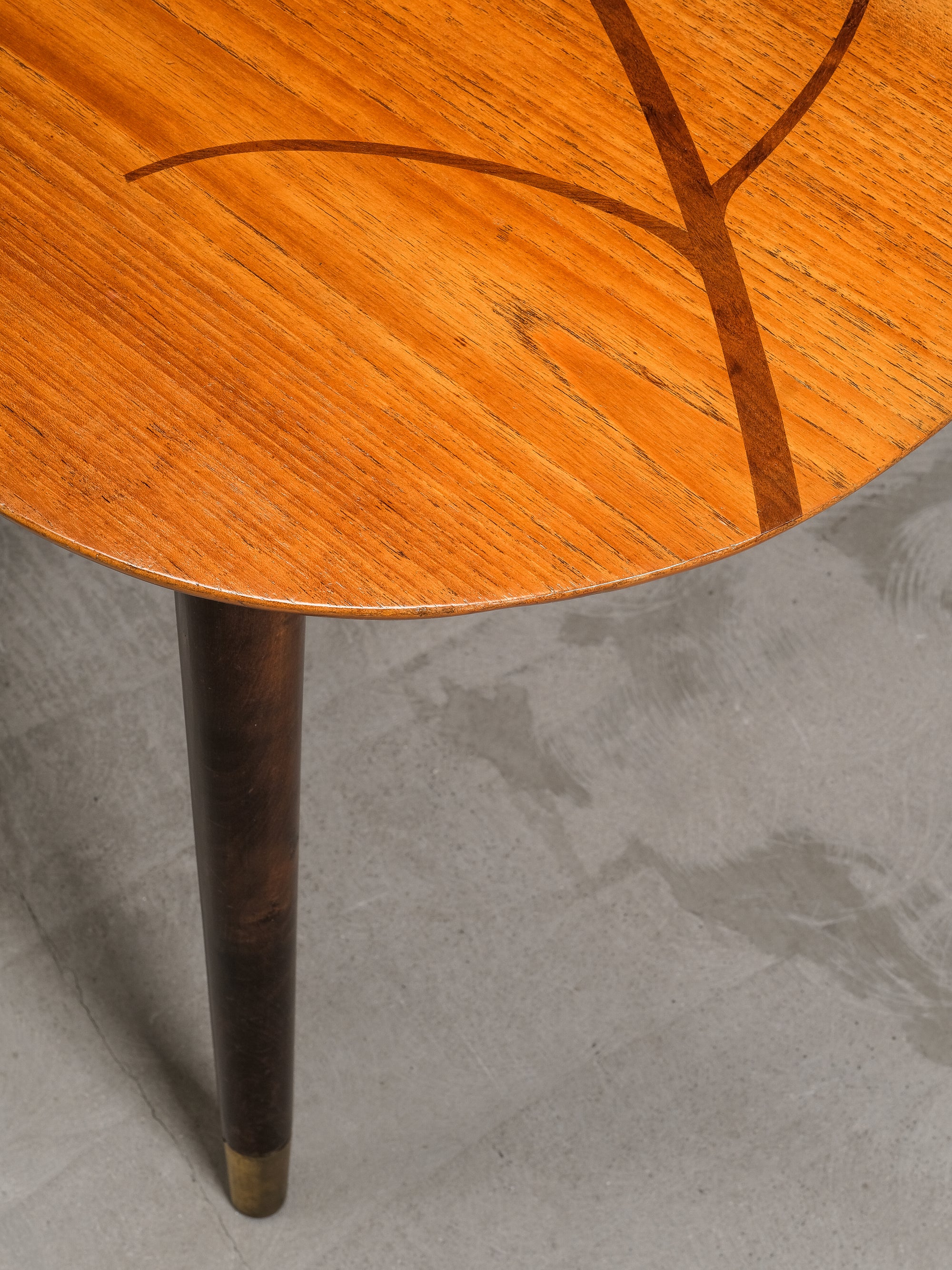 Mid-Century Swedish Organic Form Teak Coffee Table with Inlay, 1950s