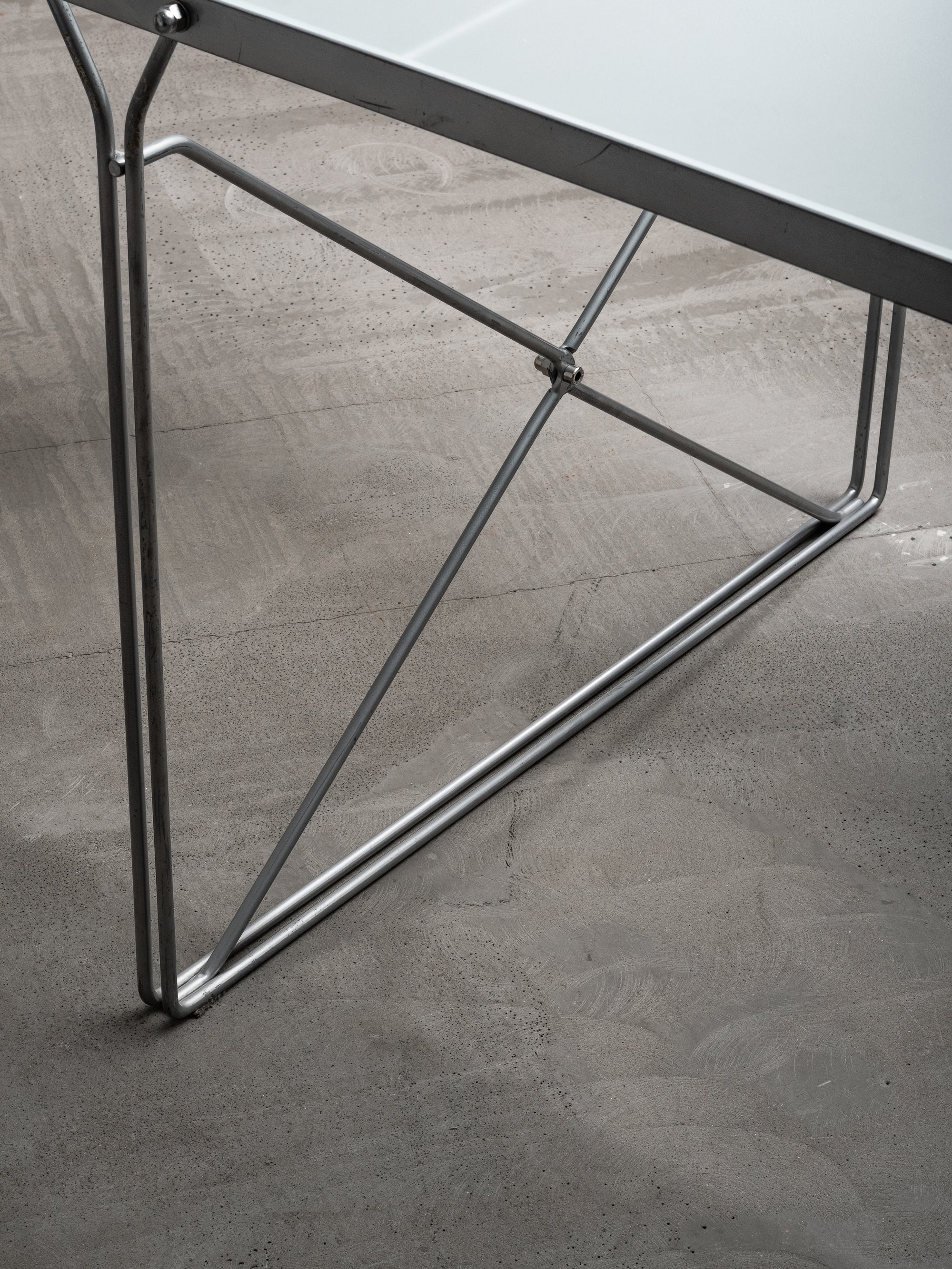 Postmodern Frosted Glass &amp; Steel Desk/Dining Table by Niels Gammelgaard for IKEA, 1980s