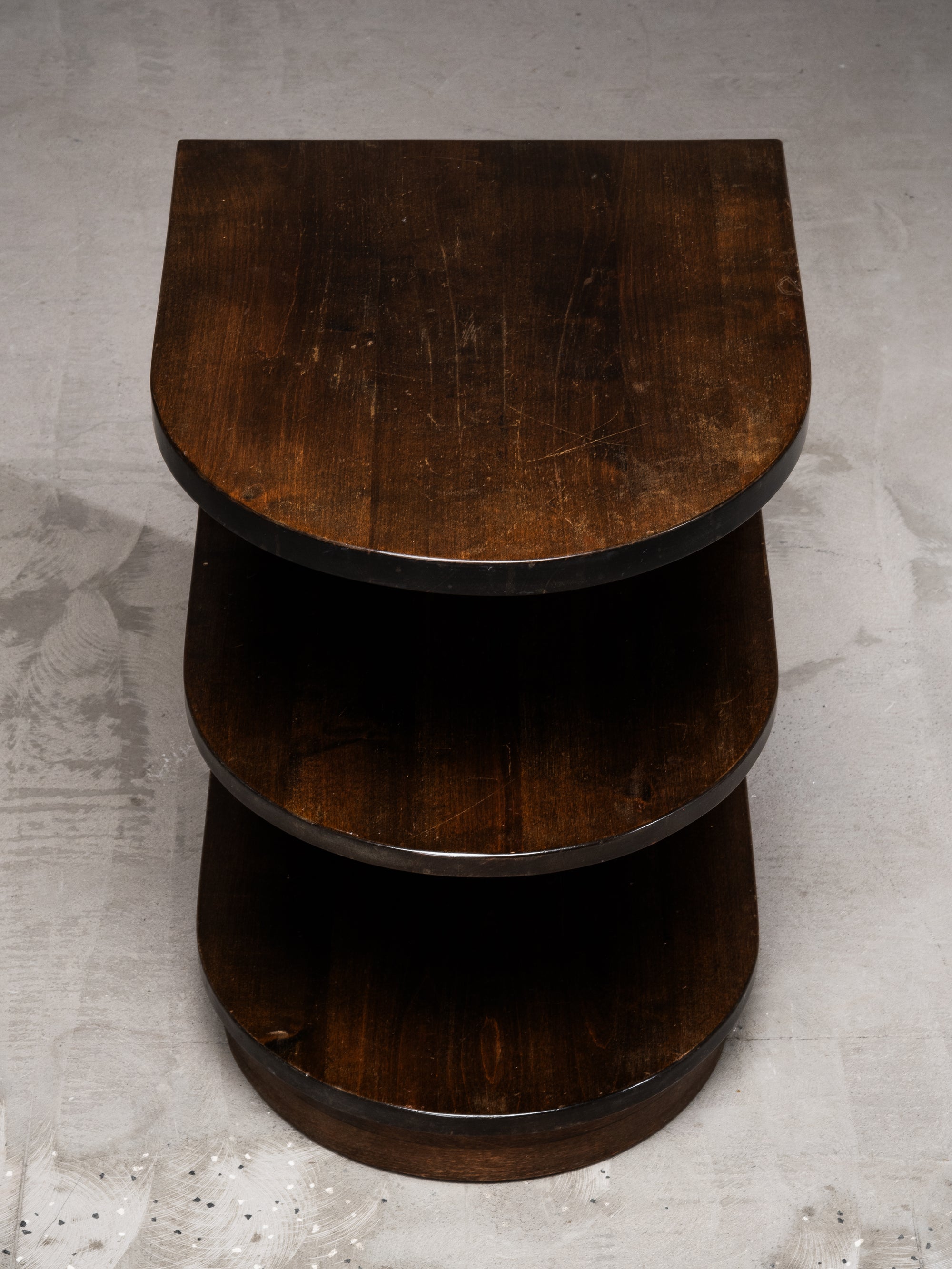 Finnish Art Deco Three-Tiered Side Table in Dark-Stained Birch, 1930s