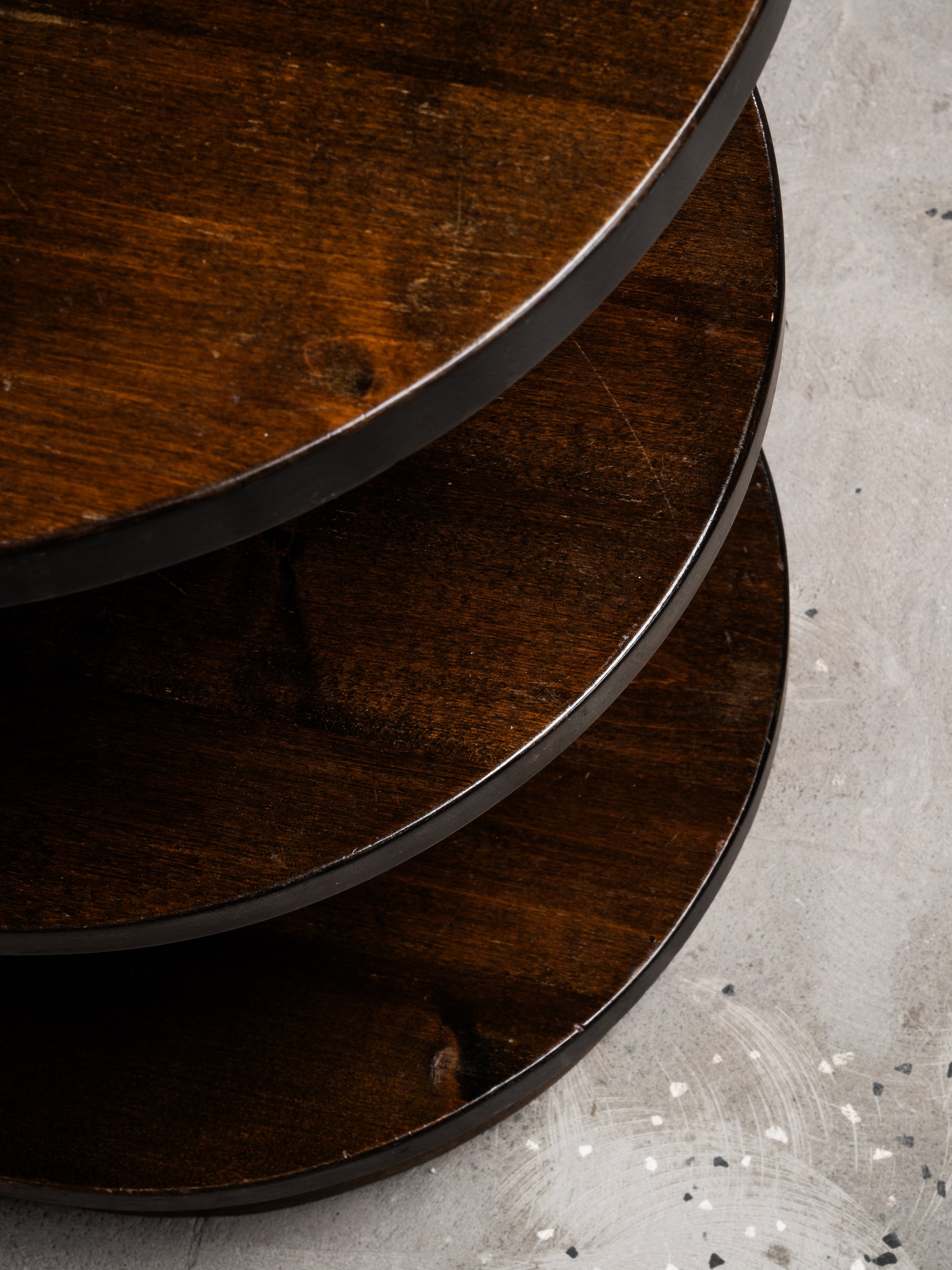 Finnish Art Deco Three-Tiered Side Table in Dark-Stained Birch, 1930s