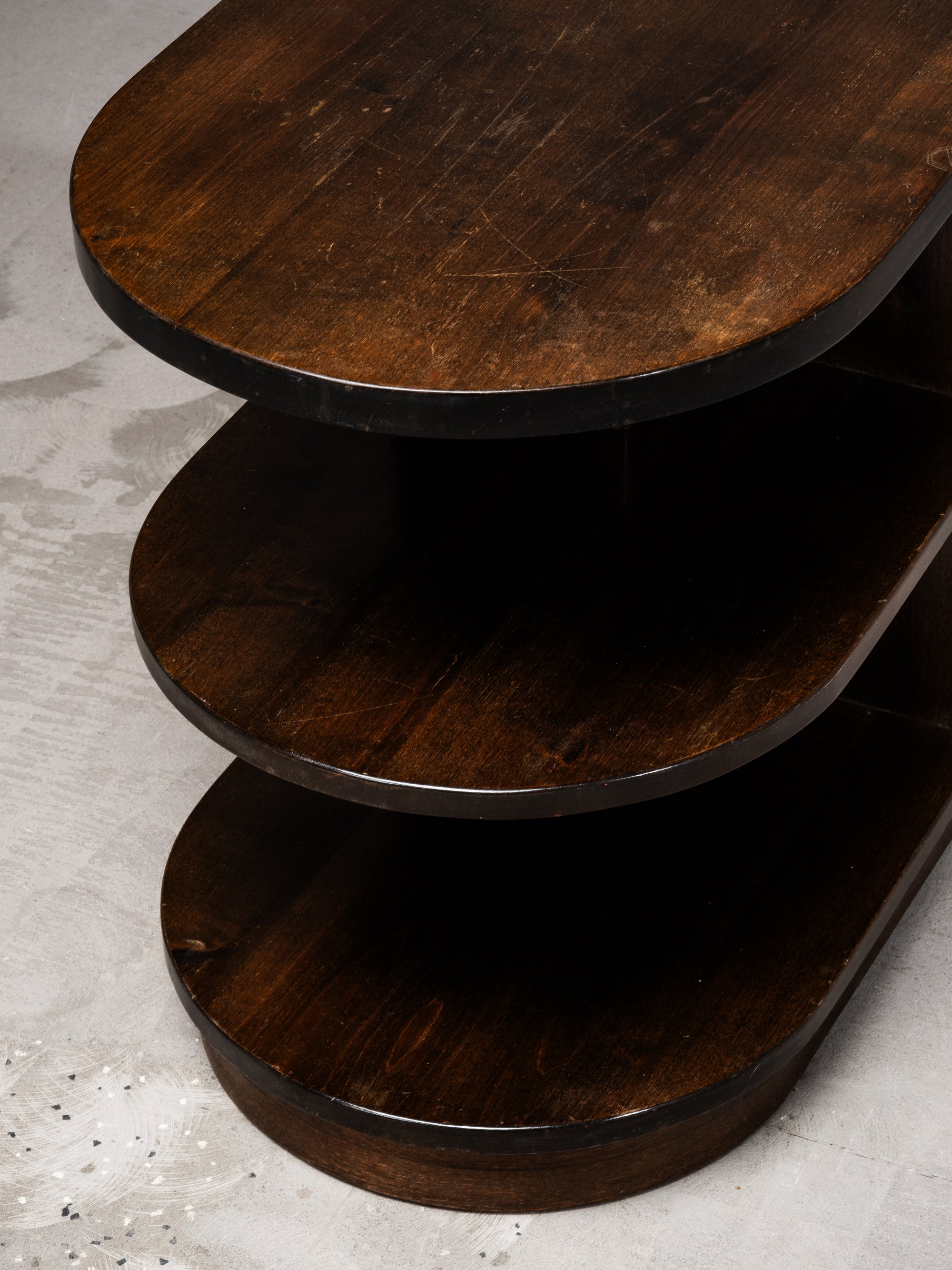 Finnish Art Deco Three-Tiered Side Table in Dark-Stained Birch, 1930s