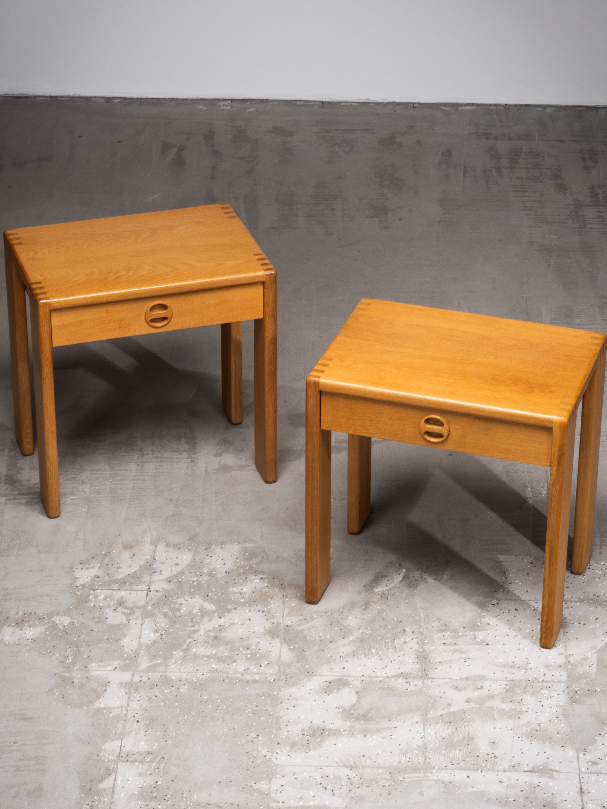 Pair of Oak Bedside Tables by Esko Pajamies for Asko, Finland, 1960s