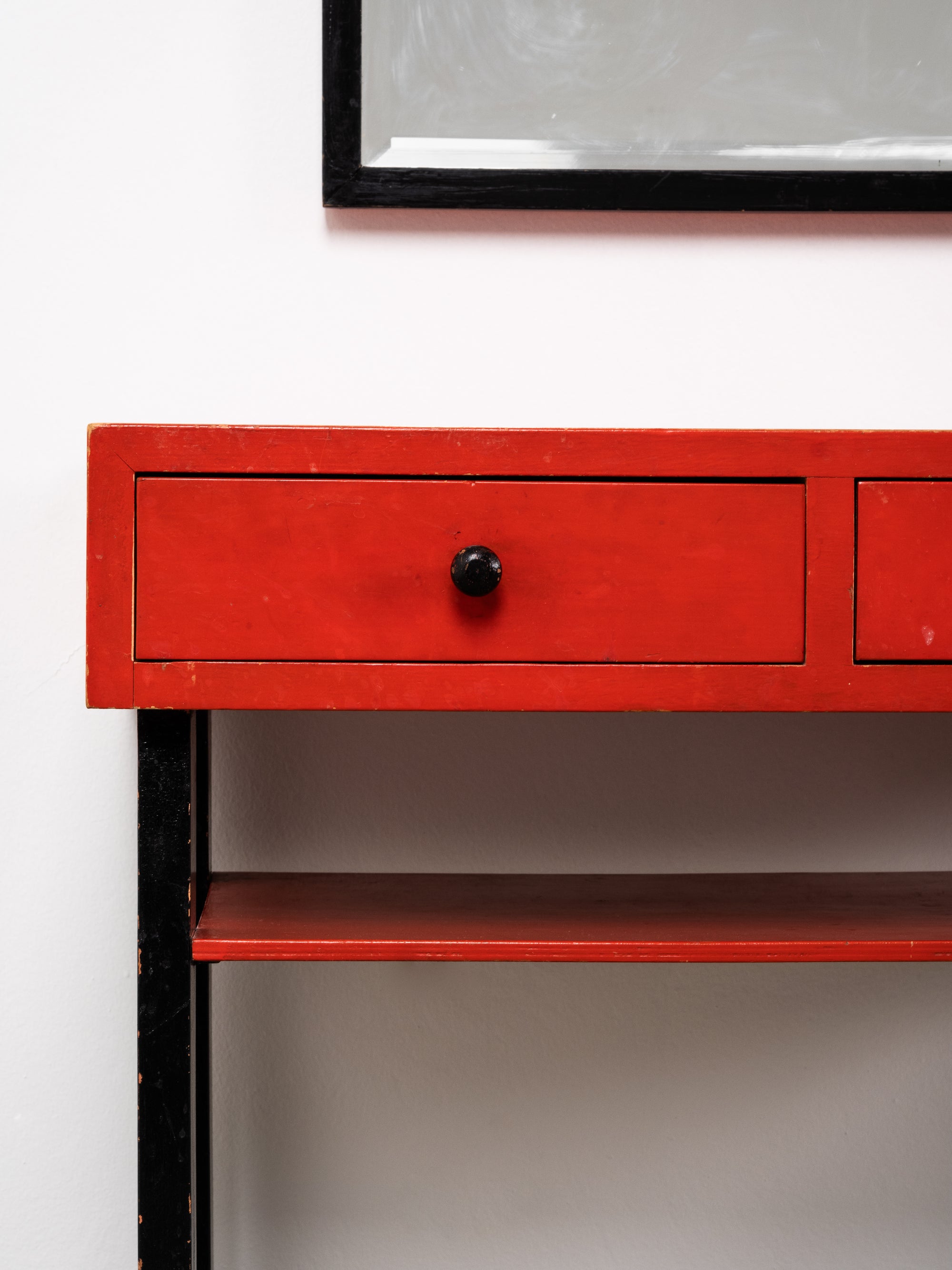 Art Deco Console Table with Drawers and Wall Mirror, Asko, Finland, 1930s