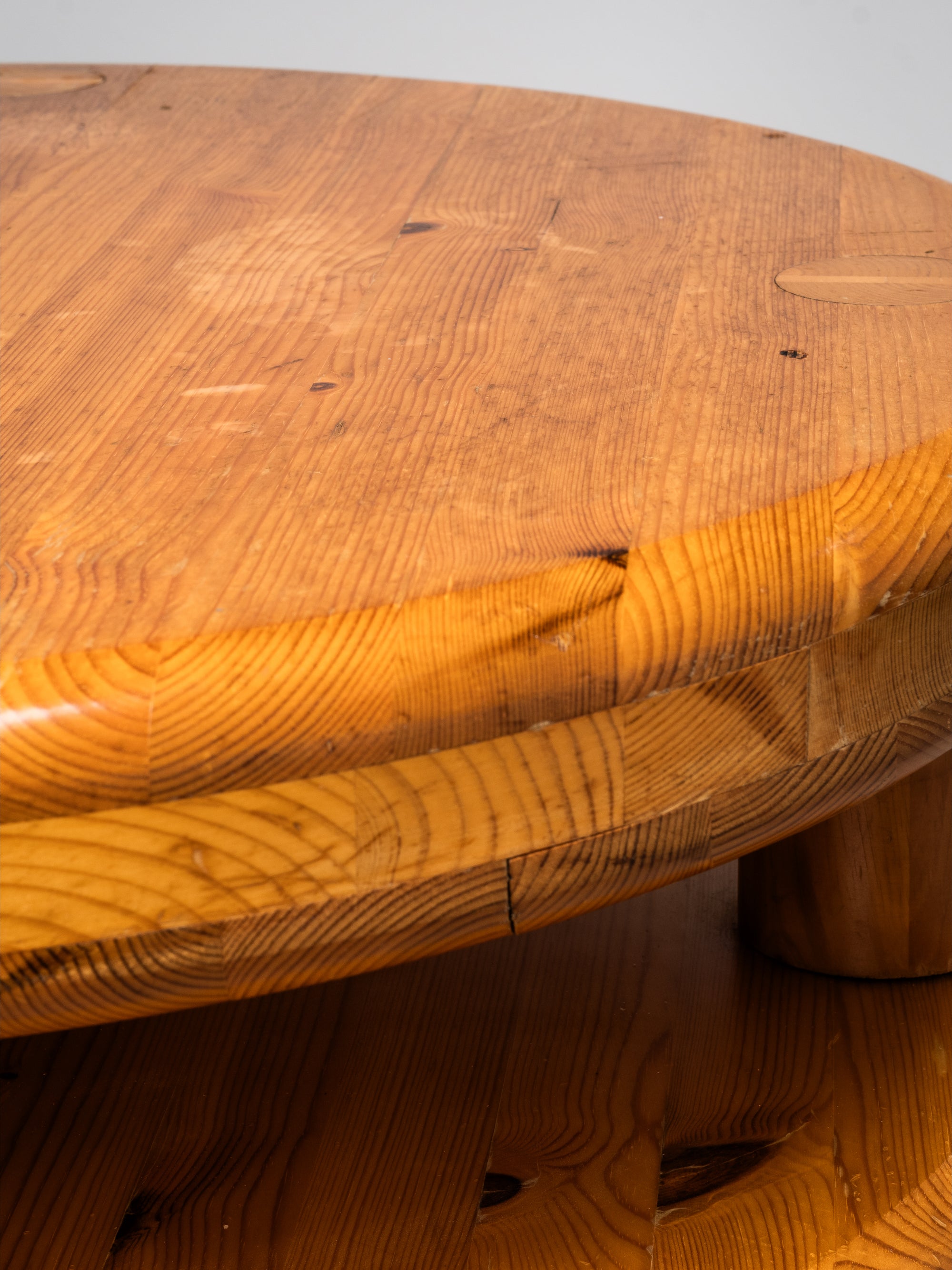 Brutalist Solid Pine Two Tier Coffee Table, Scandinavia, 1970s