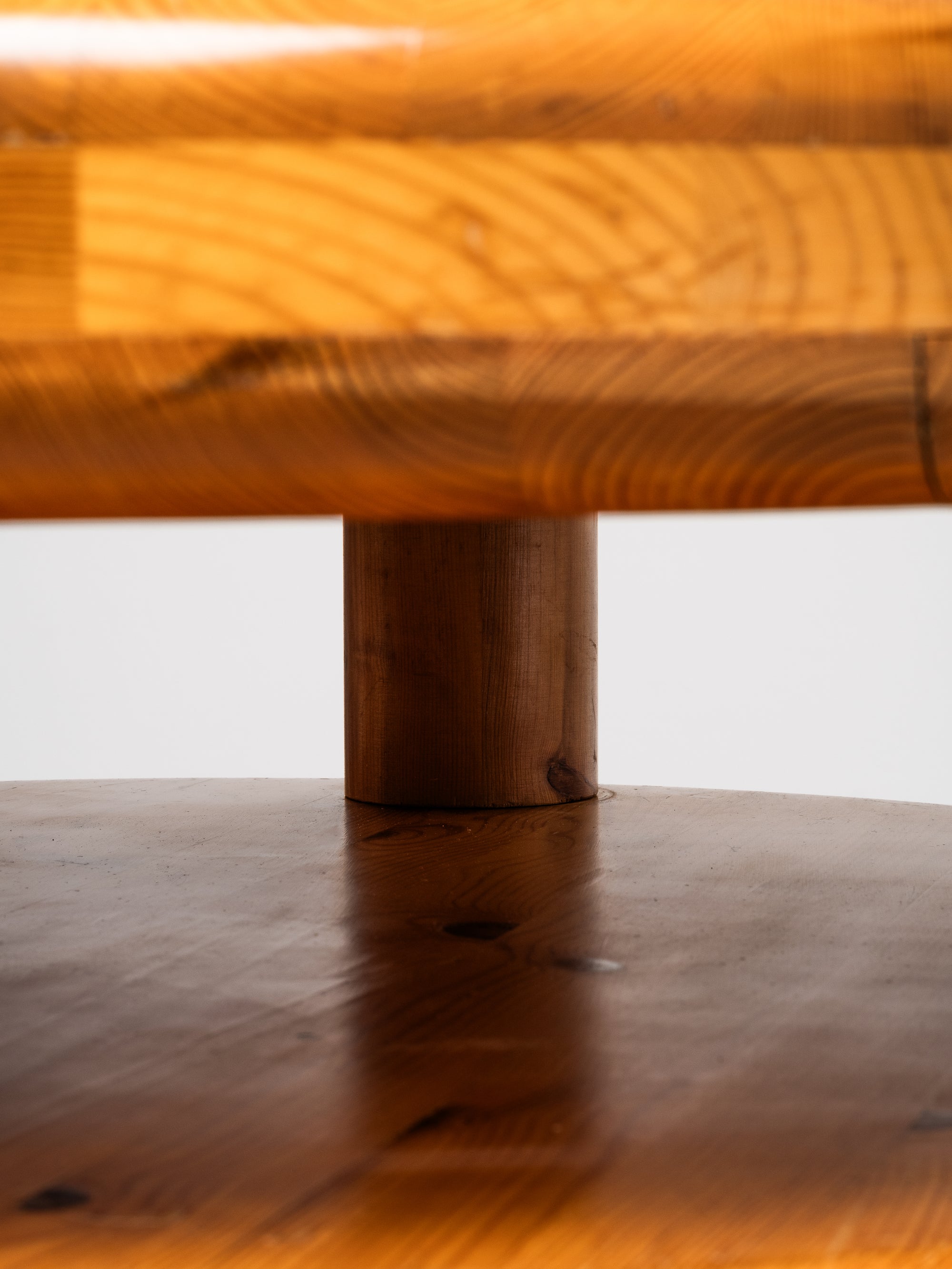 Brutalist Solid Pine Two Tier Coffee Table, Scandinavia, 1970s