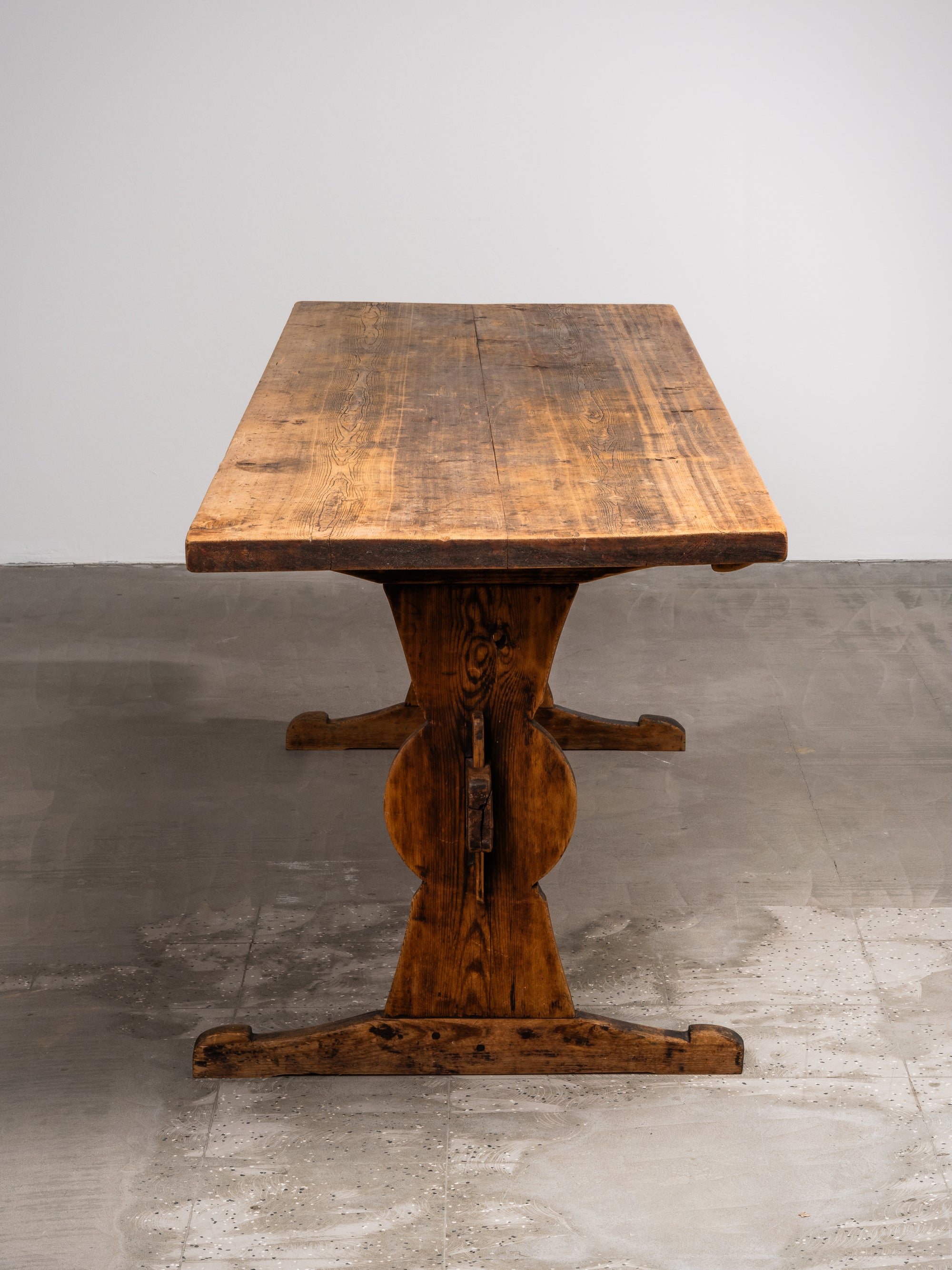 Late 19th Century Pine Trestle Table with Original Patina