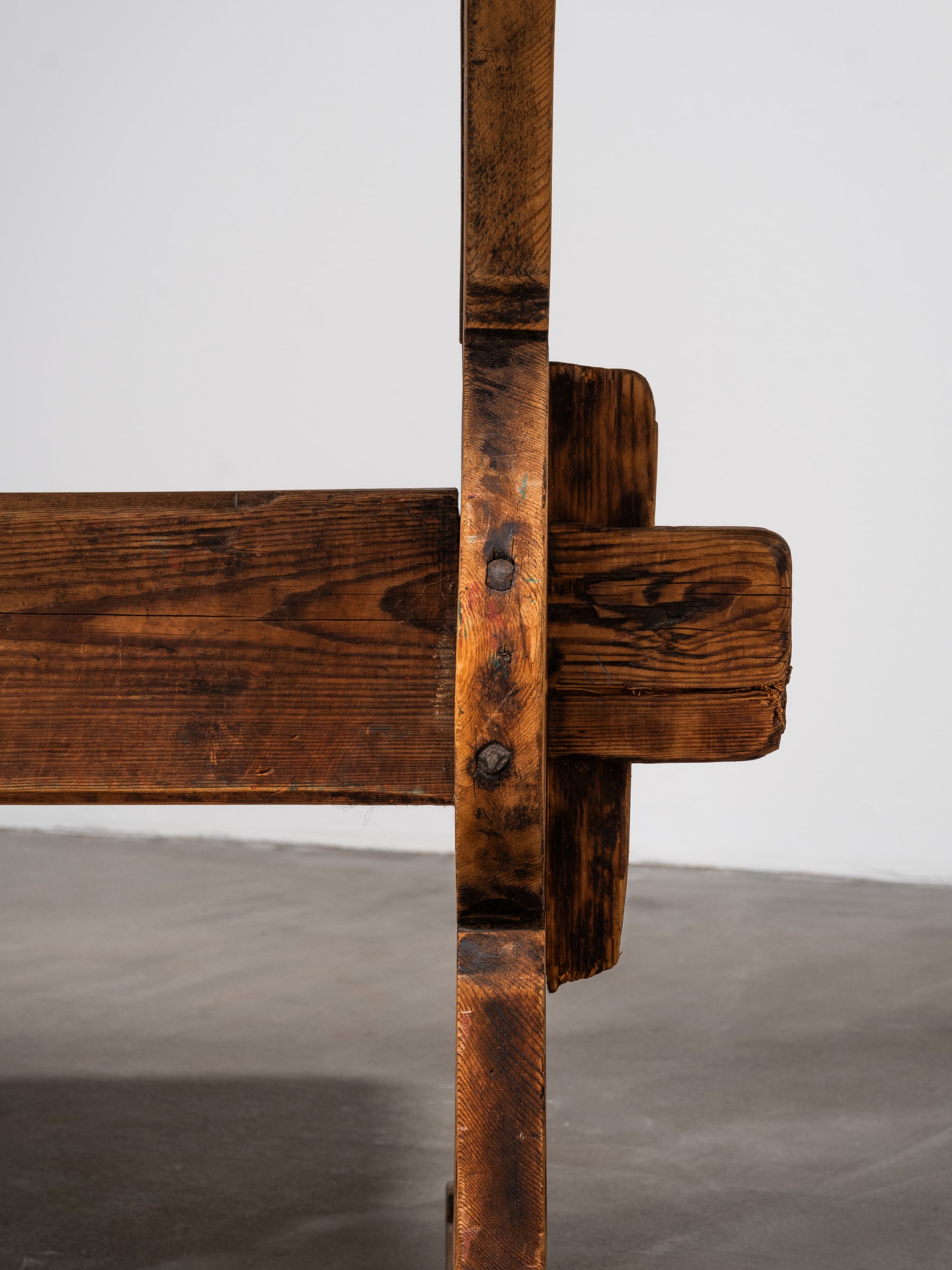 Late 19th Century Pine Trestle Table with Original Patina